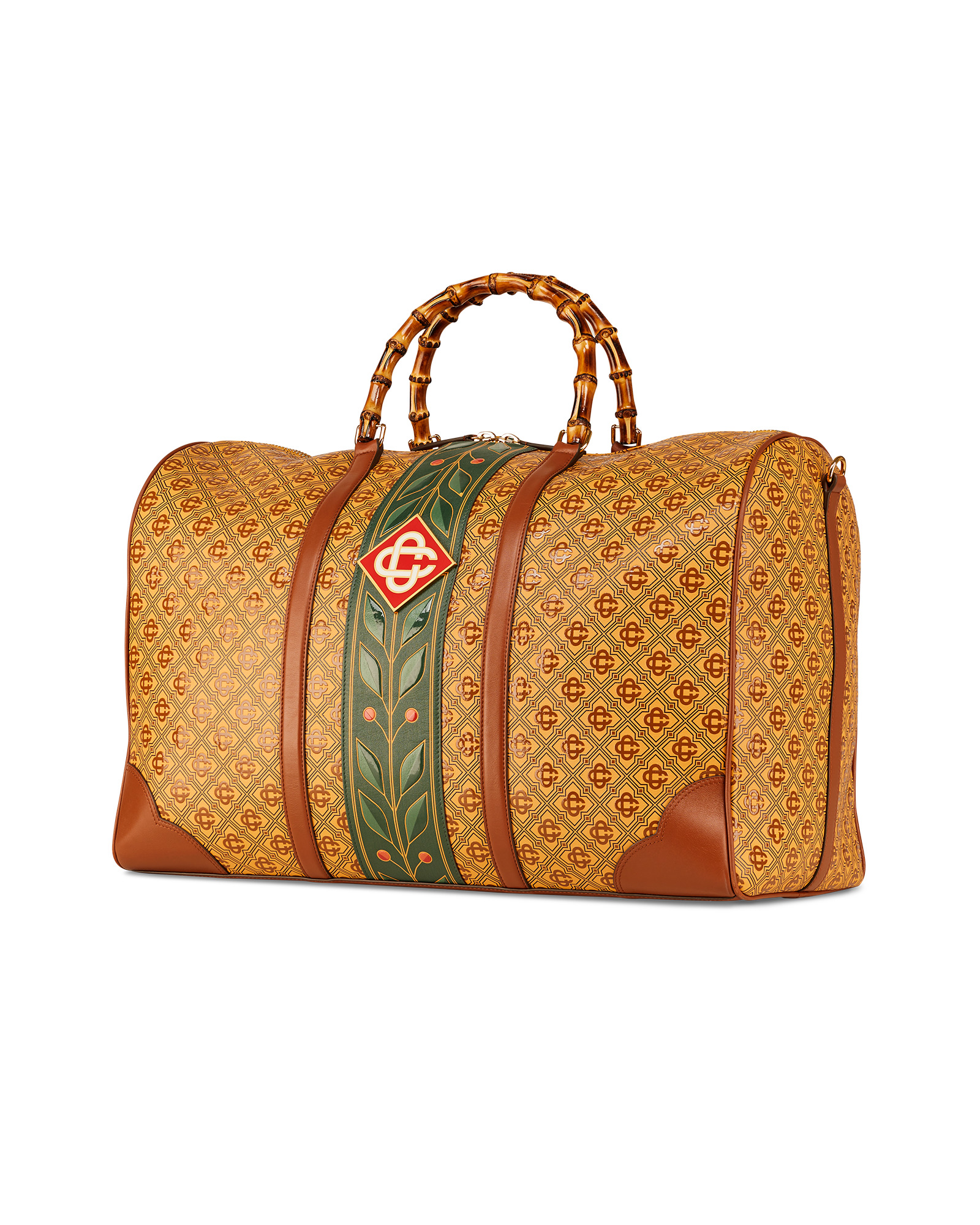 Brown Leather Diamond Monogram Grand Prix Weekender - 2