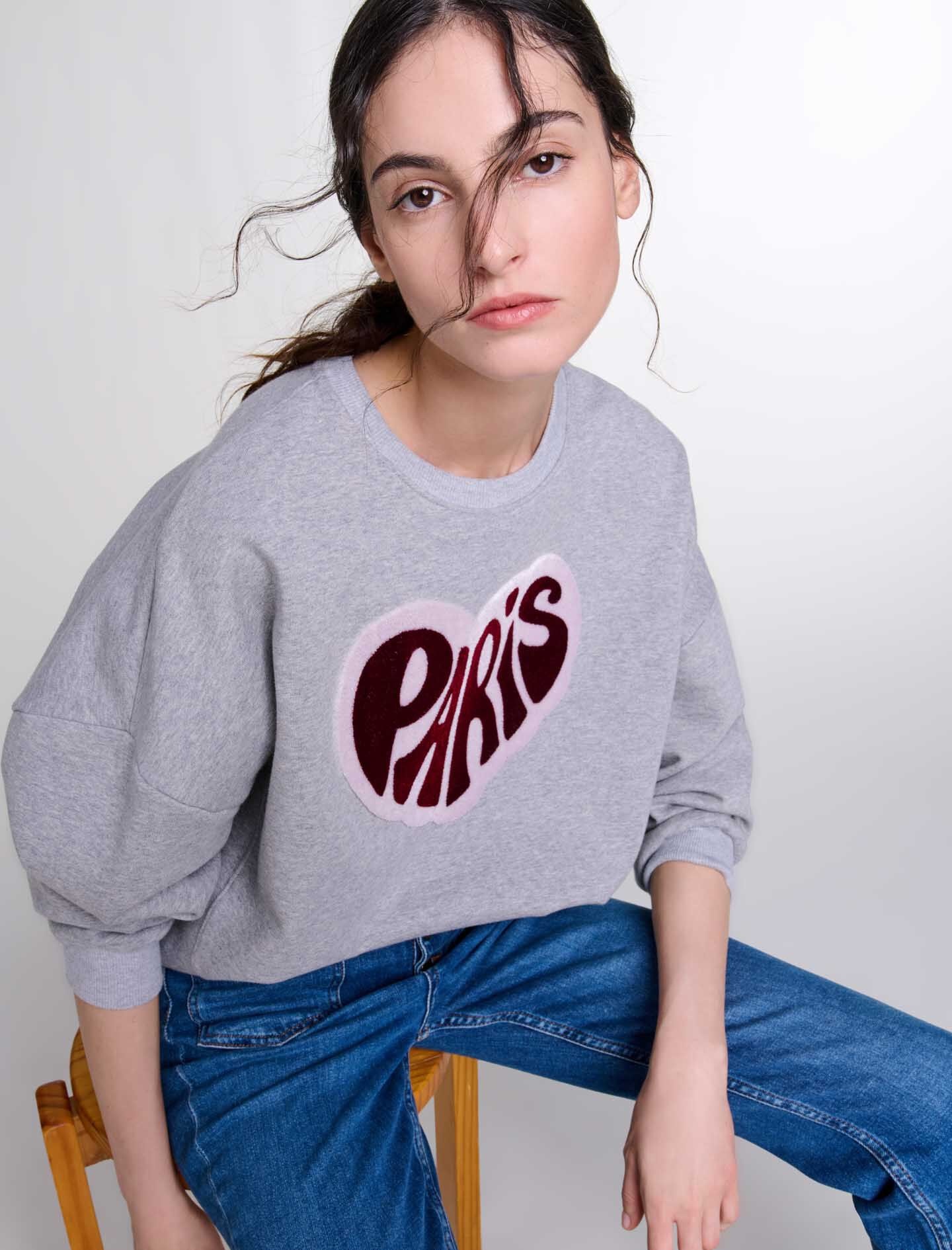 Paris heart patch sweatshirt - 7