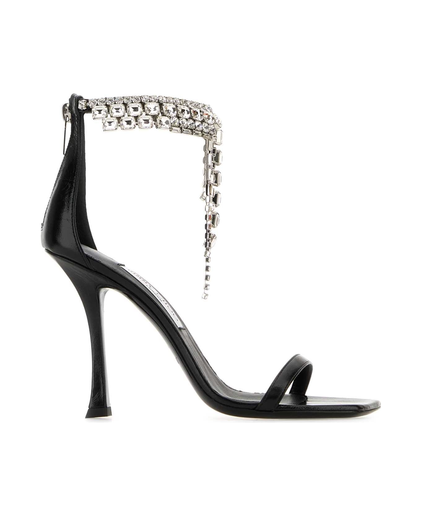 Black Leather Verity Sandals - 1