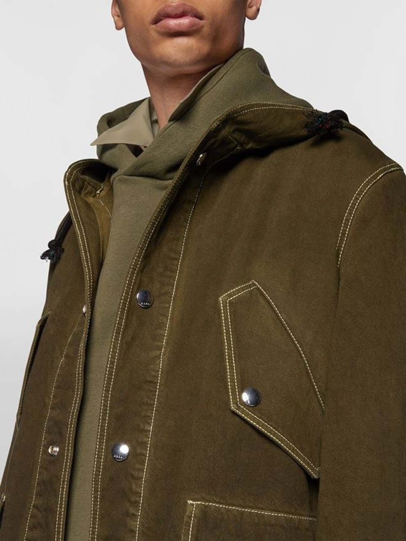 LONG PARKA IN GARMENT-DYED BULL DENIM WITH HOOD 4