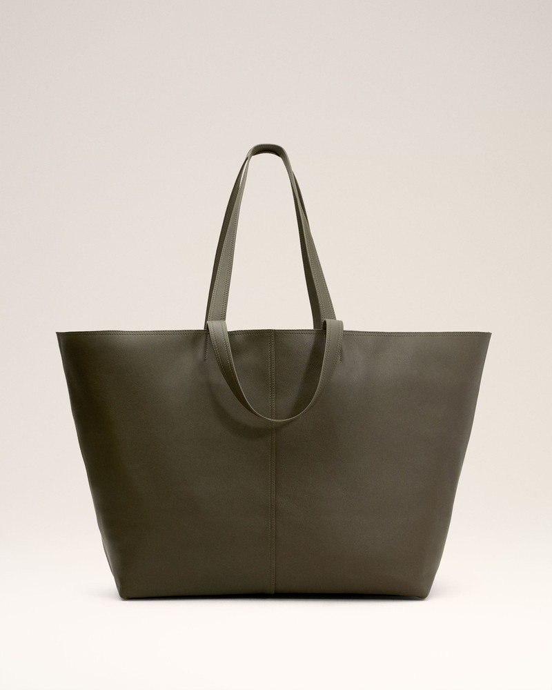 GREEN LEATHER MIDI MAXI TOTE BAG 3