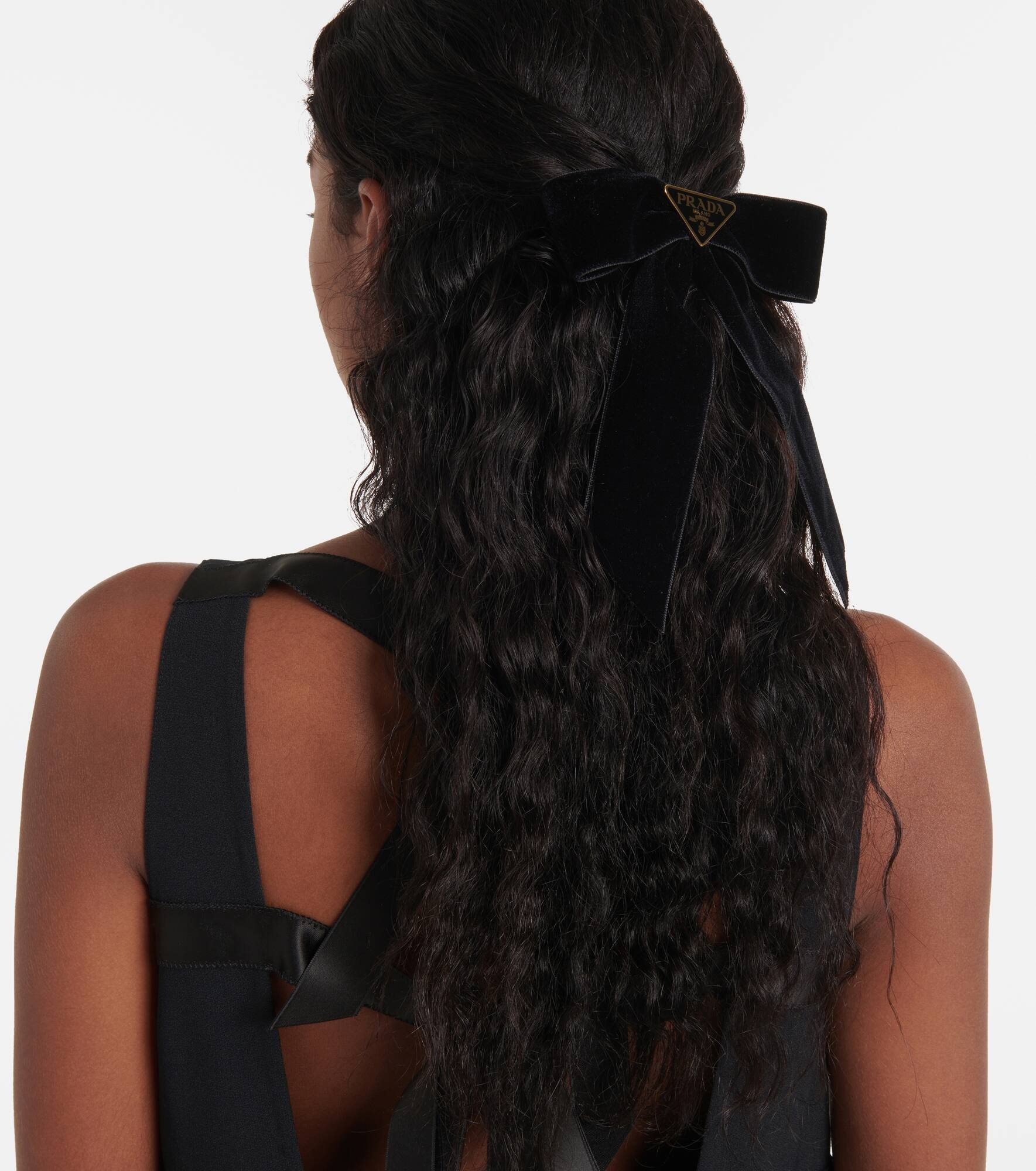 Bow-detail velvet hair clip - 2