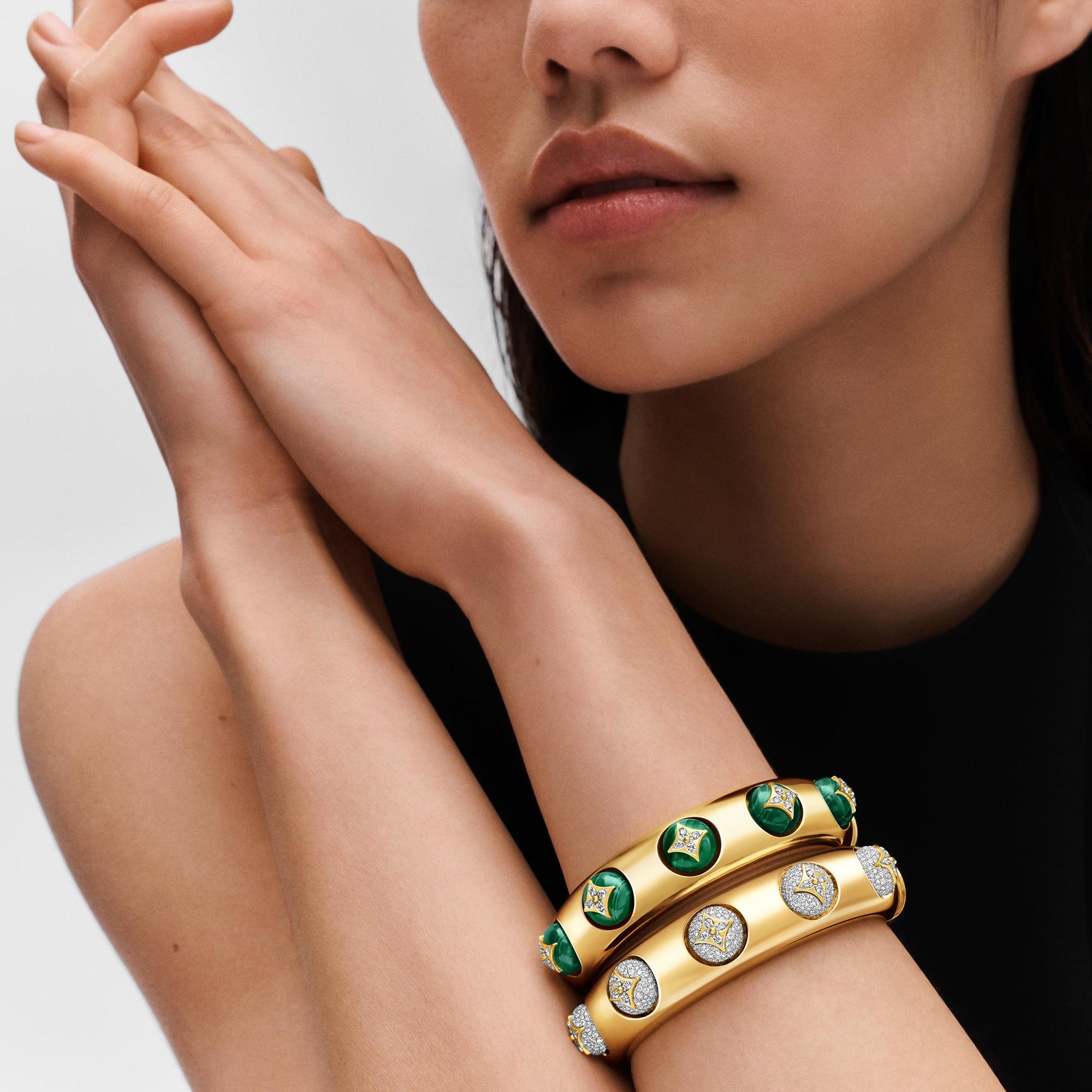 B Blossom Cuff, Yellow Gold, White Gold, Malachite And Diamonds - 2