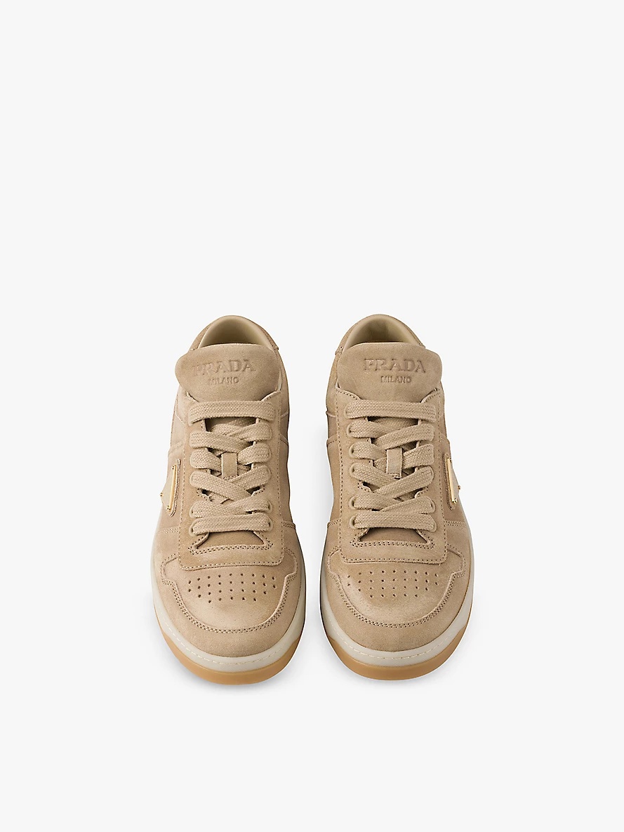 Downtown brand-plaque suede low-top trainers - 2