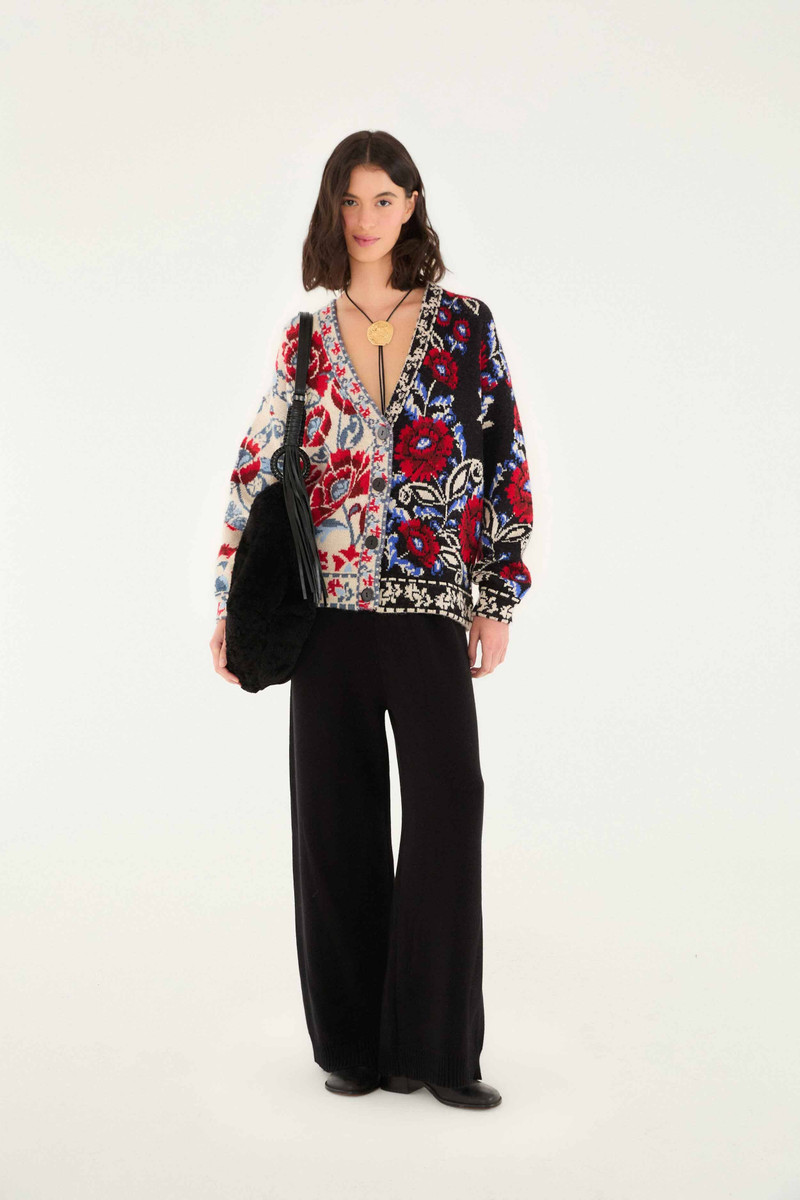 FARM RIO Black Mixed Valentina V Neck Knit Cardigan outlook