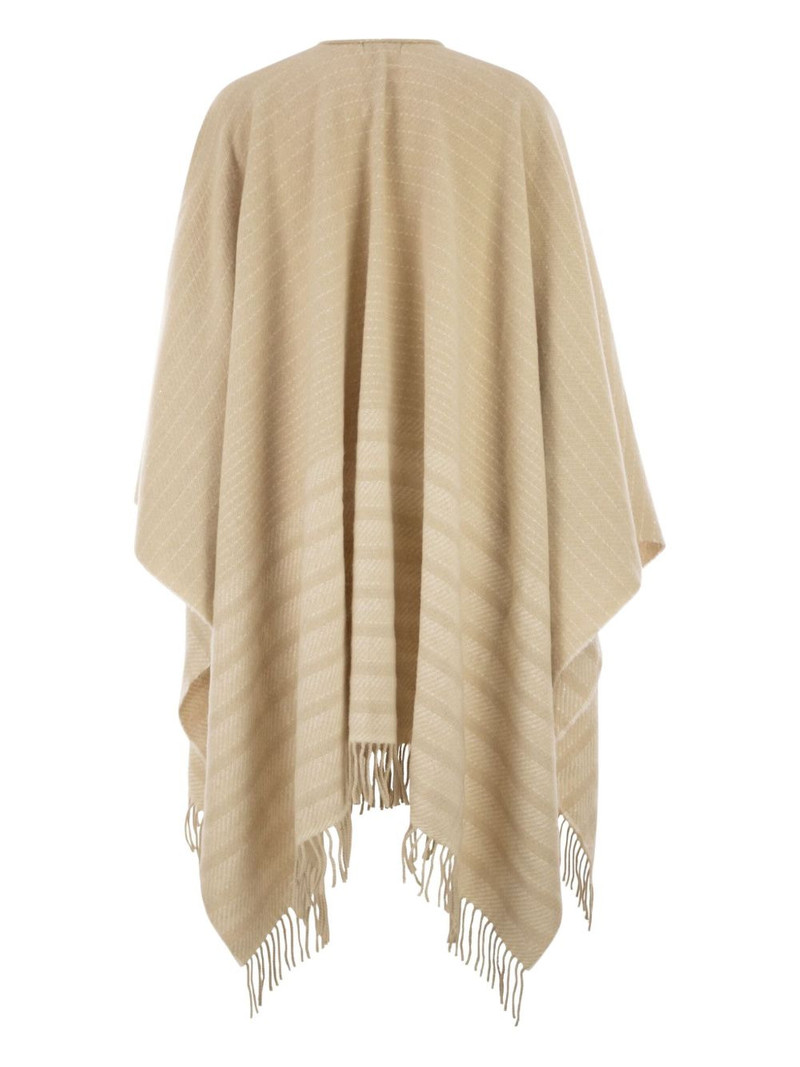 PESERICO fringed wool-cashmere blend poncho outlook