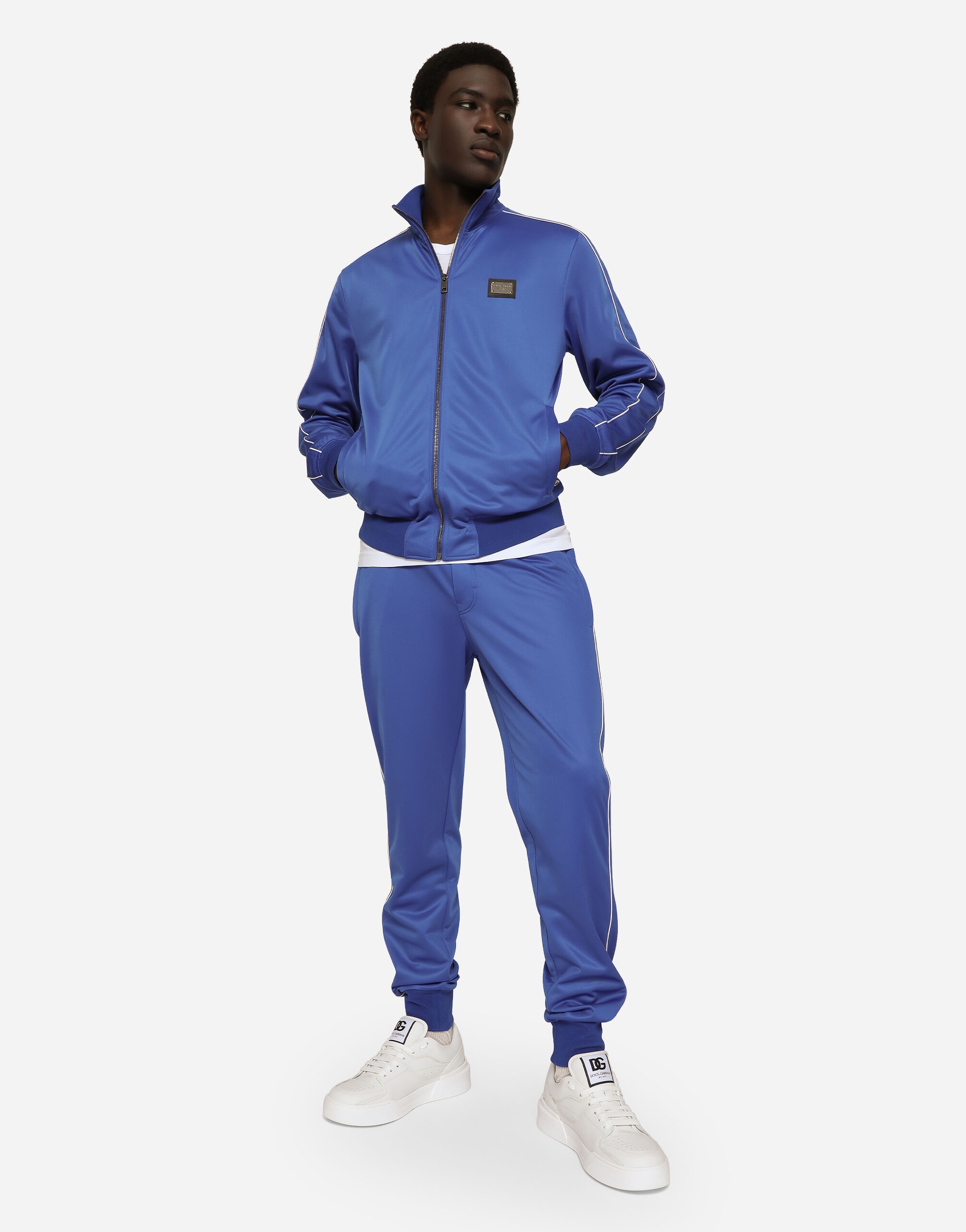 Zip-up triacetate sweatshirt with tag and bands - 5