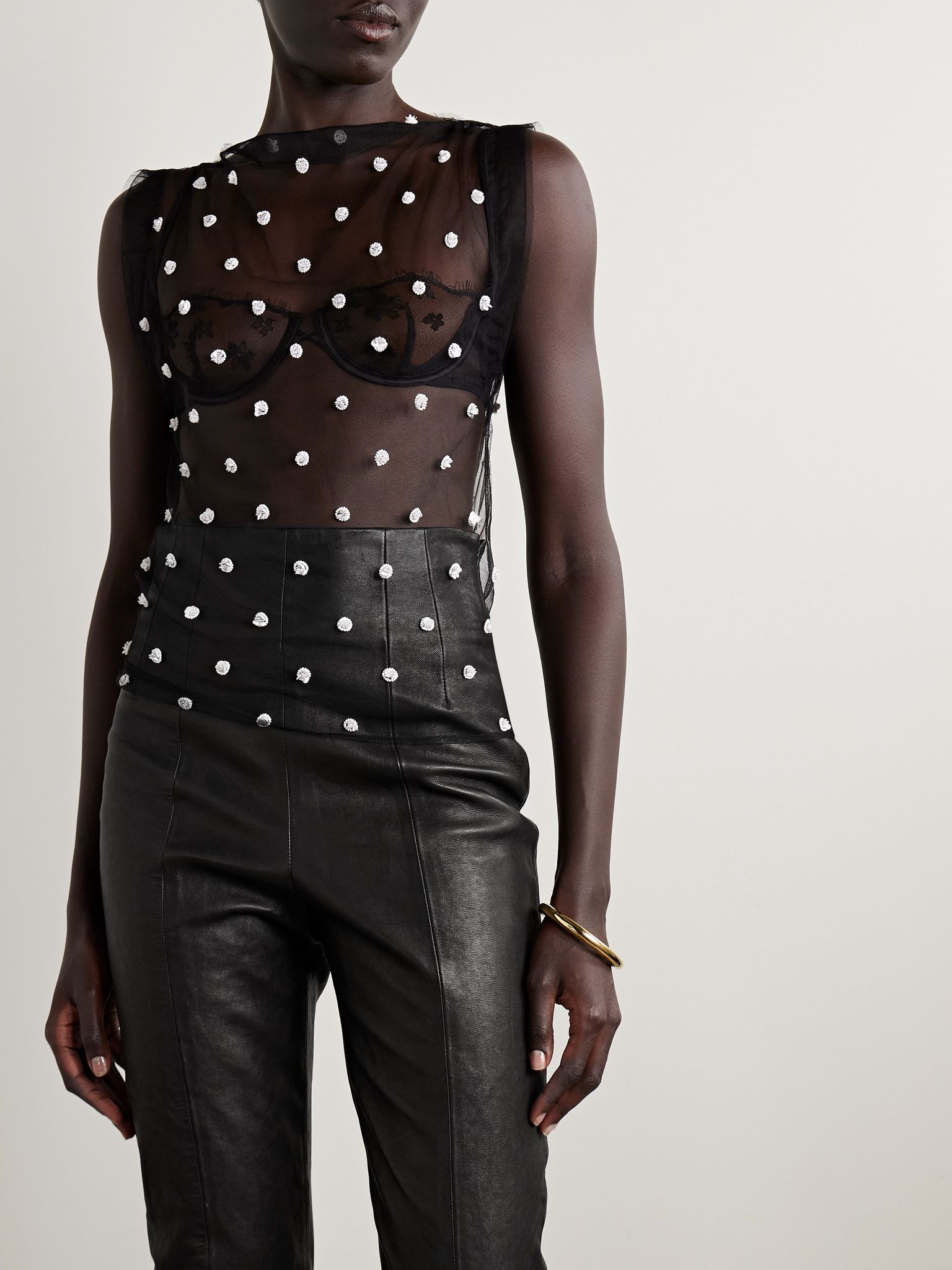 Elicy embellished tulle tank Black - 3