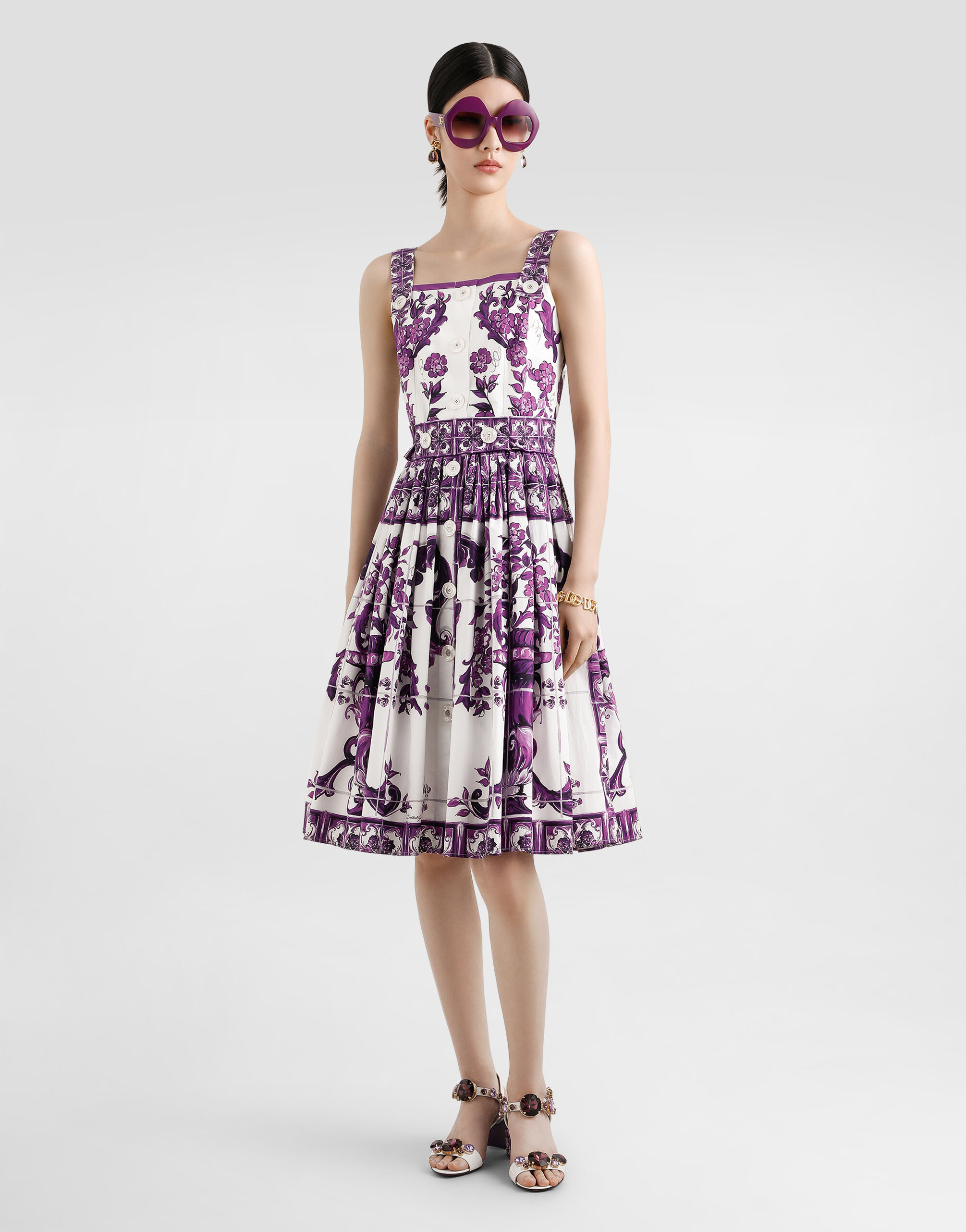 Majolica-print poplin dress - 2