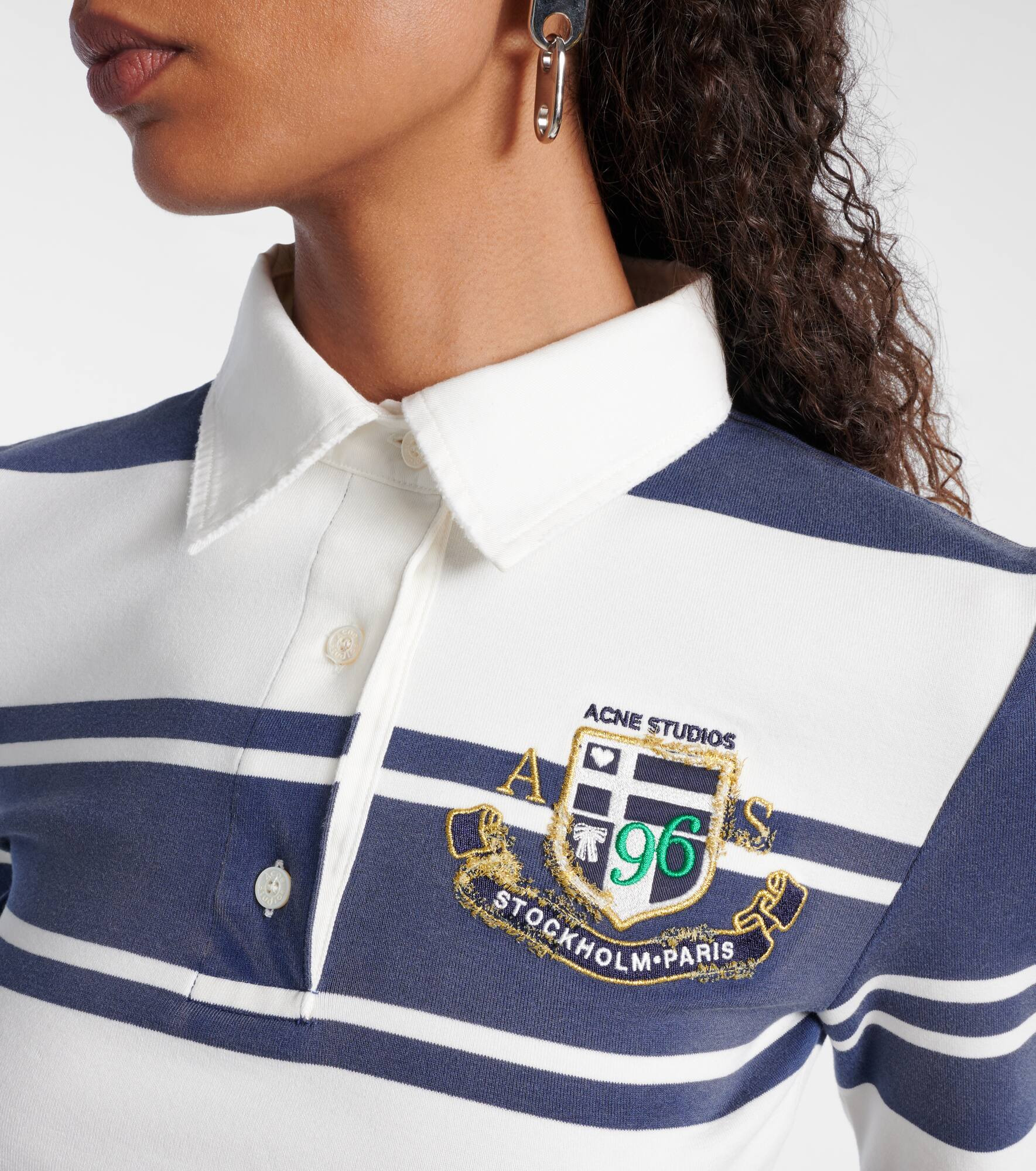 Striped cropped cotton polo shirt - 4