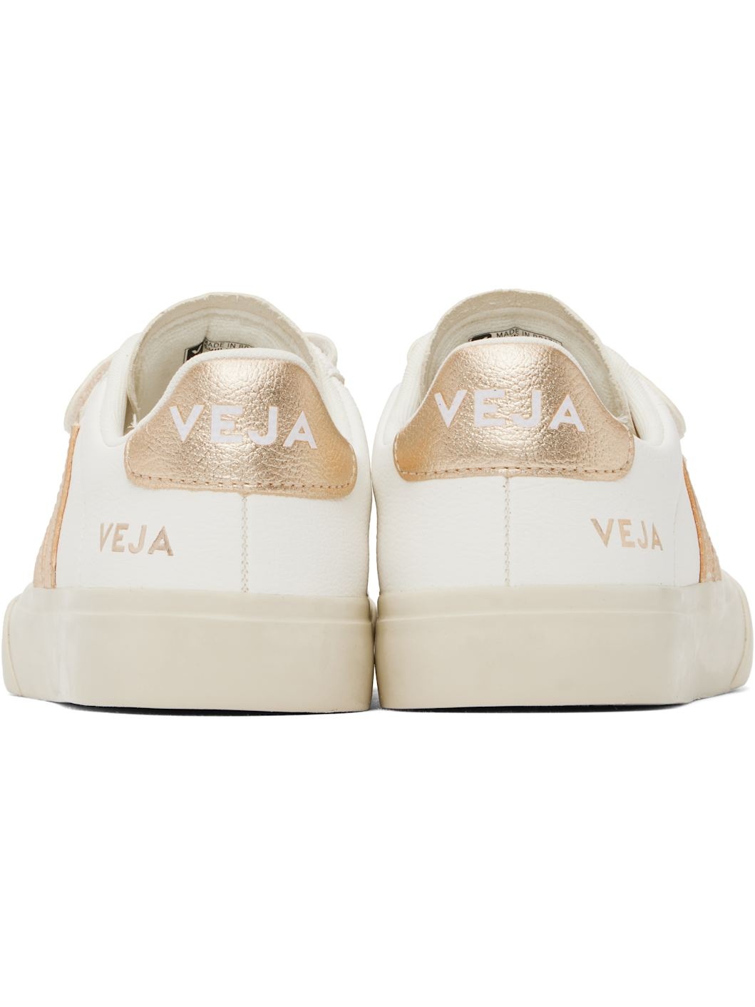 White & Gold Recife Leather Sneakers - 2