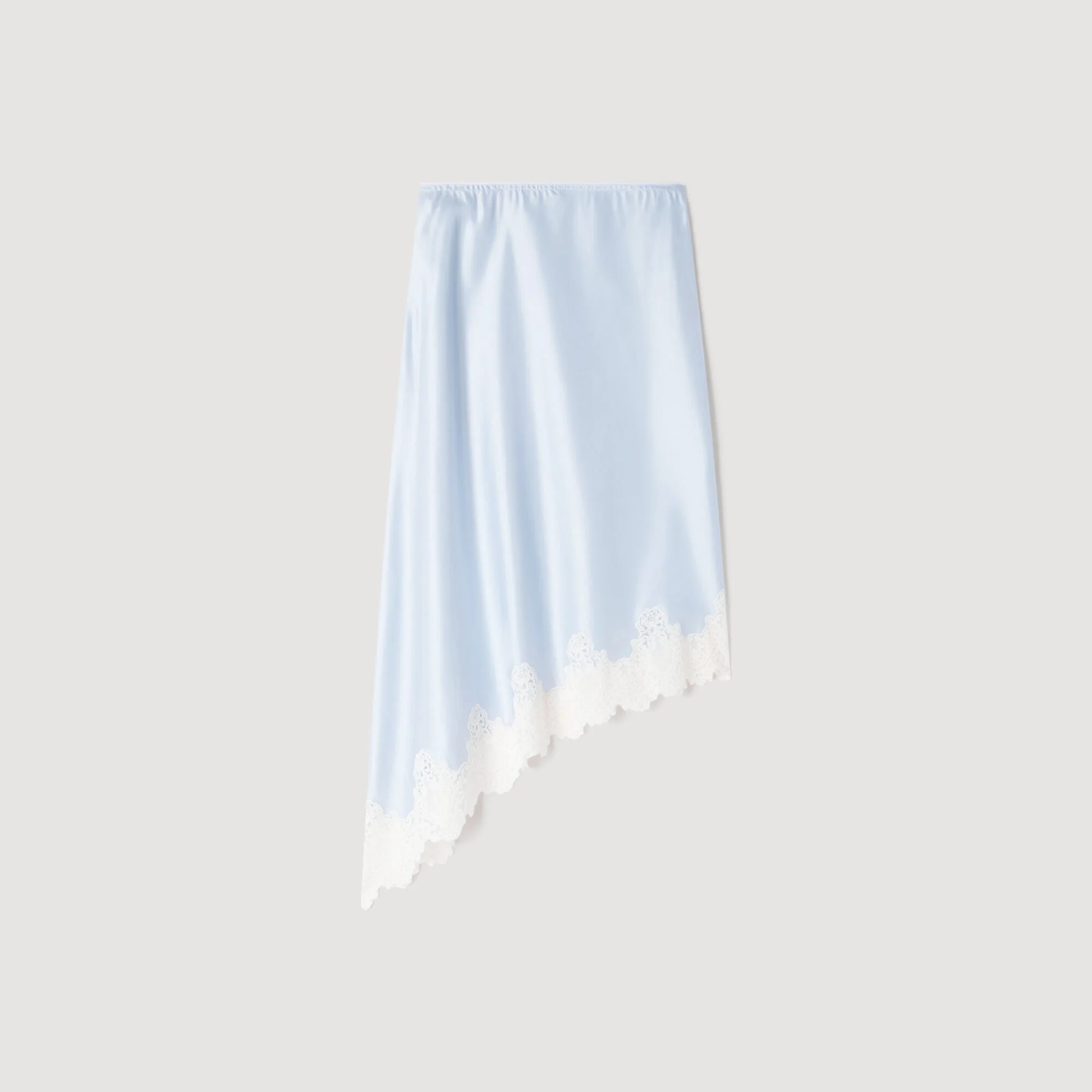 ASYMMETRICAL SATIN SKIRT WITH LACE - 1