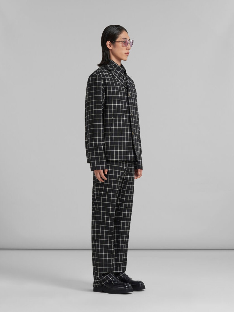 BLACK CHECKED WOOL JACKET 6