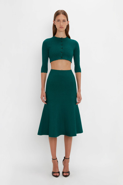 Victoria Beckham VB Body Cropped Cardi In Lurex Green outlook