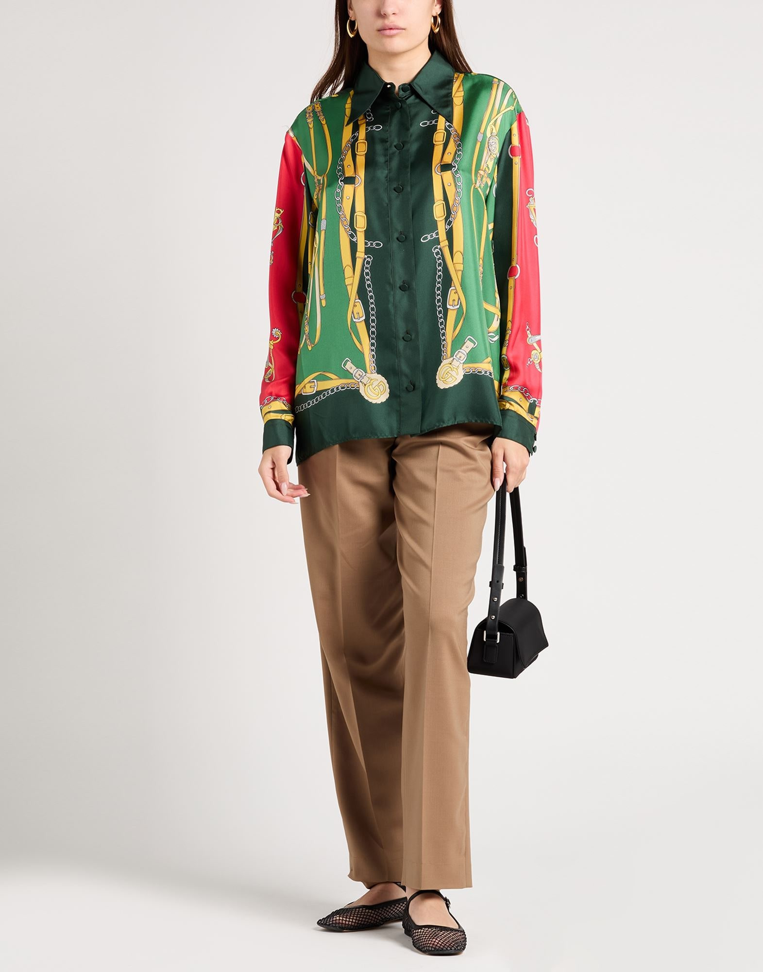 Green Women's Patterned Shirts & Blouses - 2
