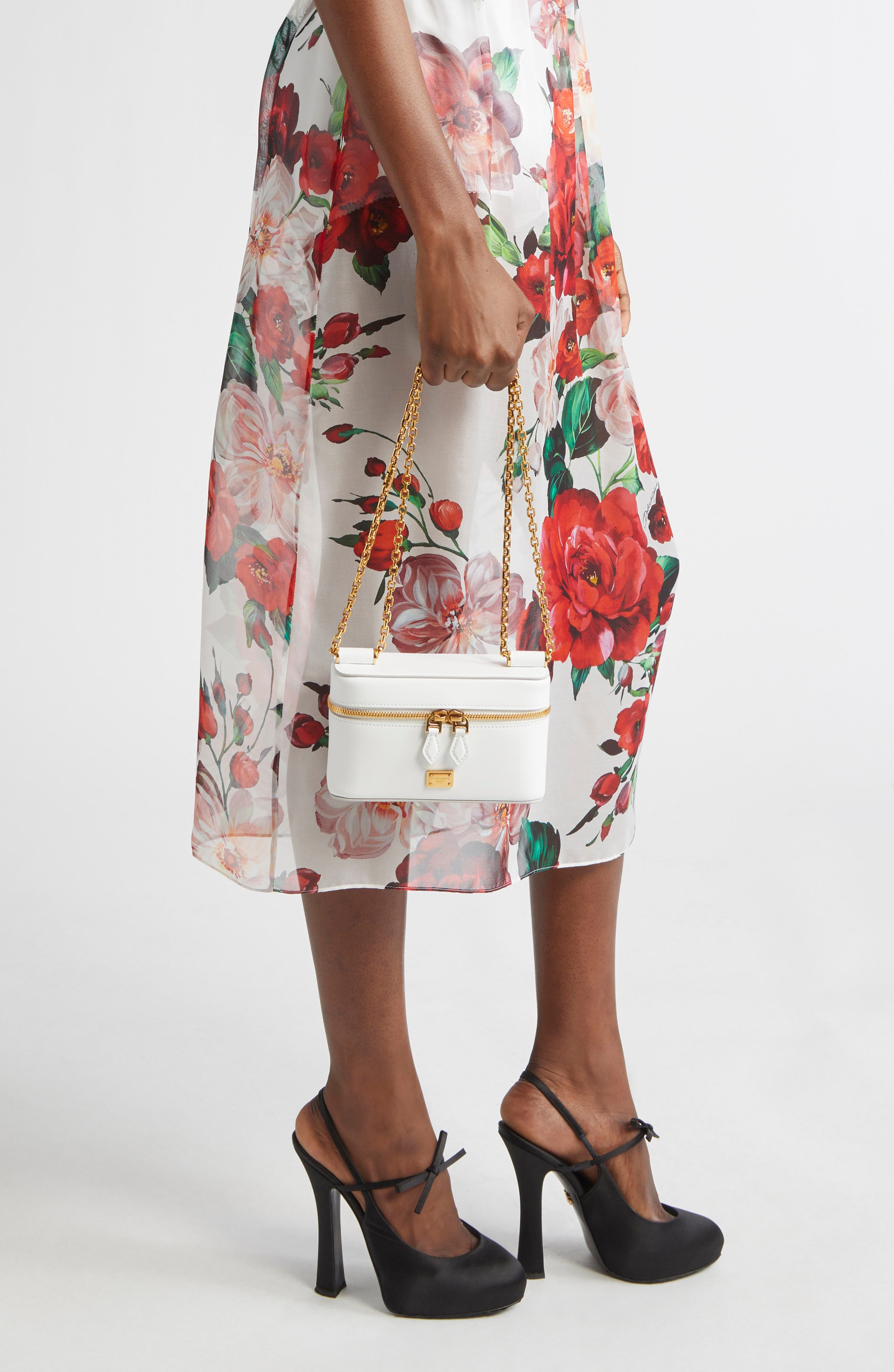 Dolce&Gabbana Sicily Leather Vanity Case Crossbody Bag in Bianco Ottico at Nordstrom - 2