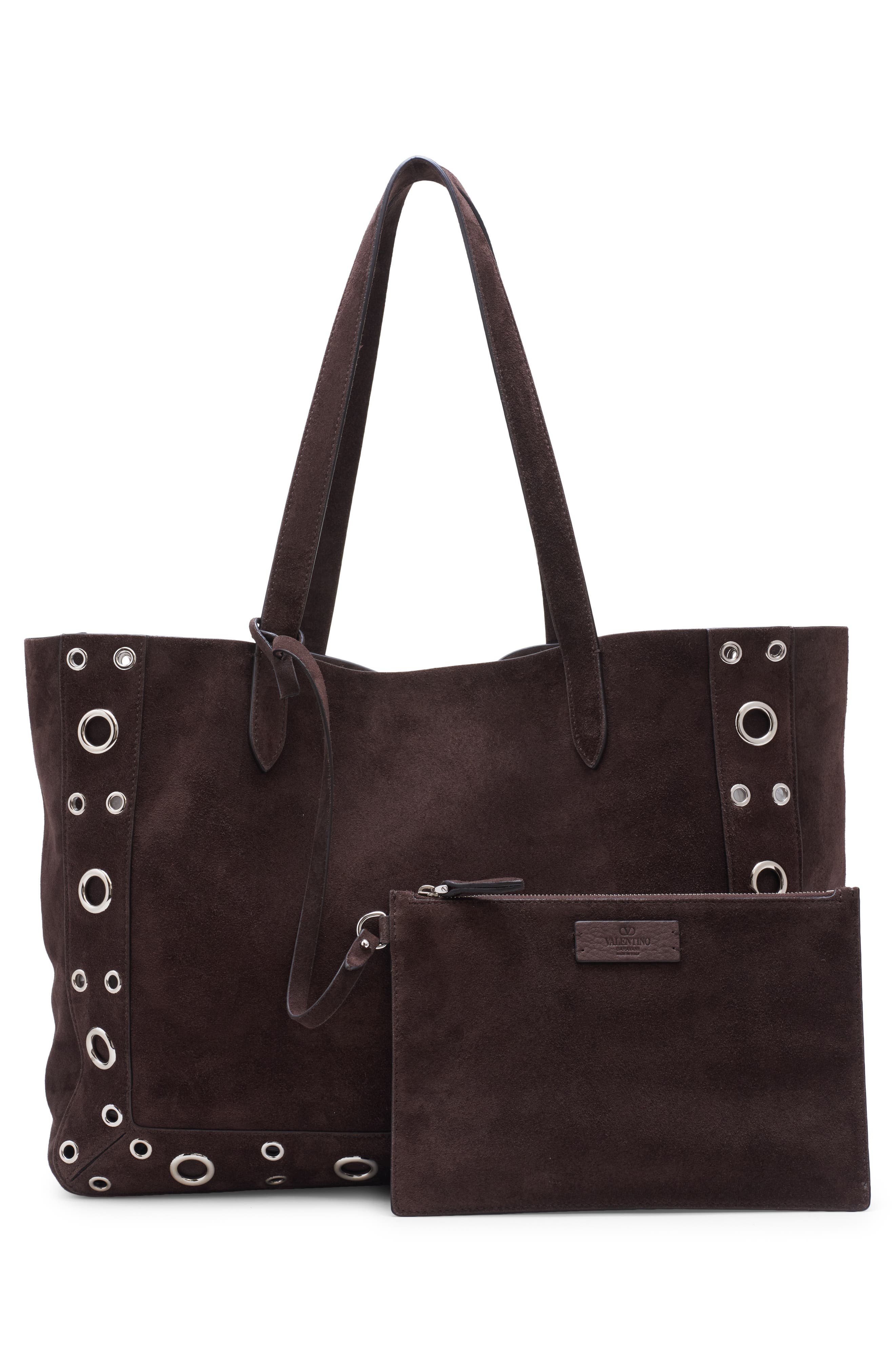 Valentino Garavani Nellcôte Stud Suede Tote in 0To Testa Di Moro at Nordstrom - 4