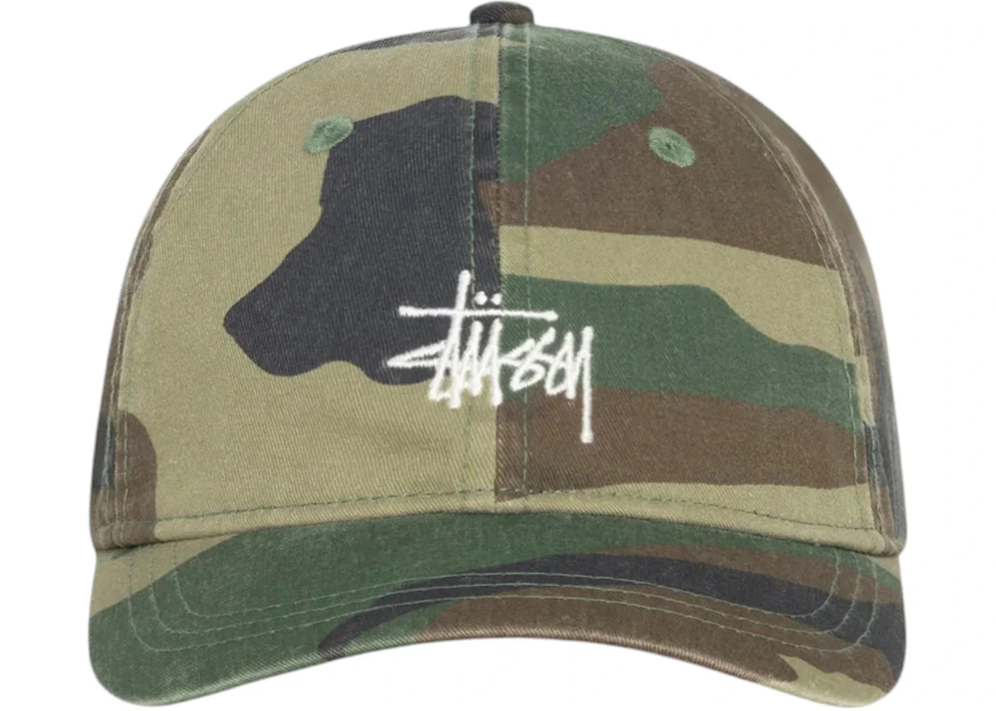 Stussy Basic Washed Cap Woodland Camo - 1