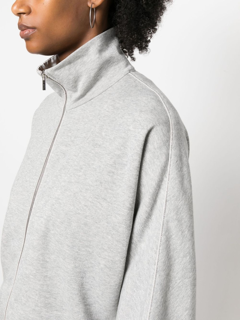 mÃ©lange-effect zip-up fleece sweatshirt 5