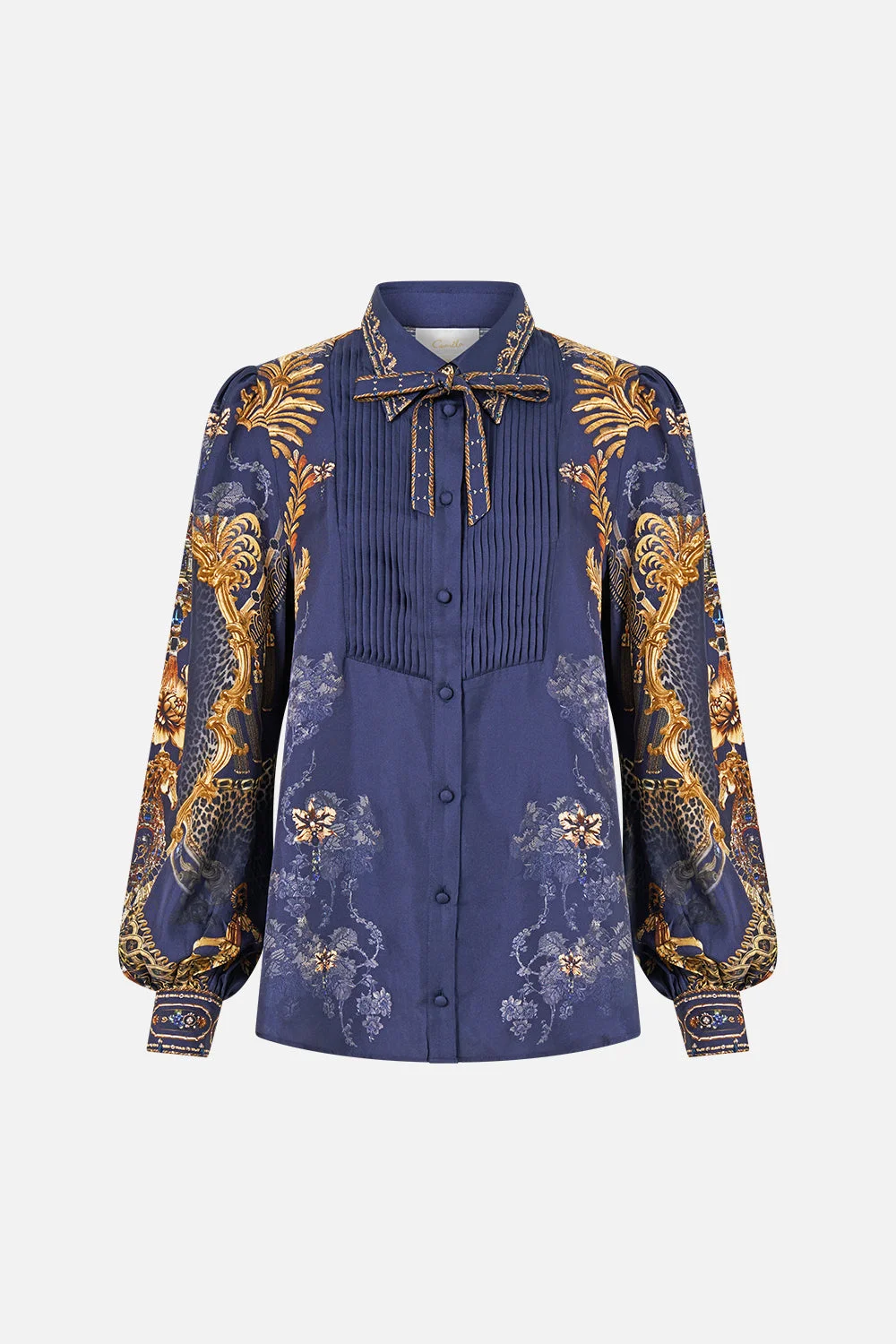 COLLARED SHIRT WITH PINTUCKS CLOAKED IN BAROQUE - 1