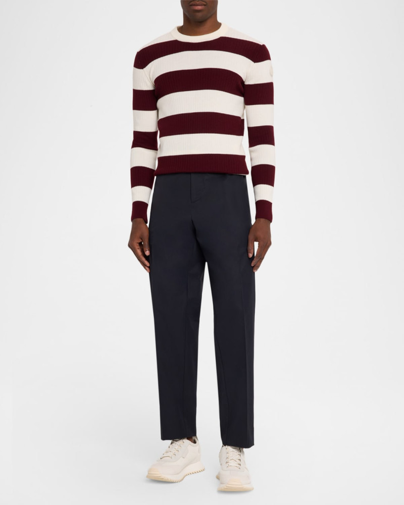 Moncler Men's Wide-Stripe Wool Ribbed Crewneck Sweater outlook
