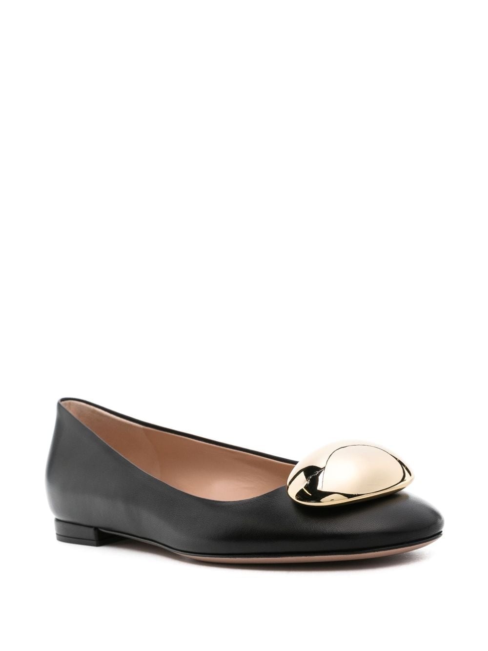 round-toe leather ballerina shoes - 2