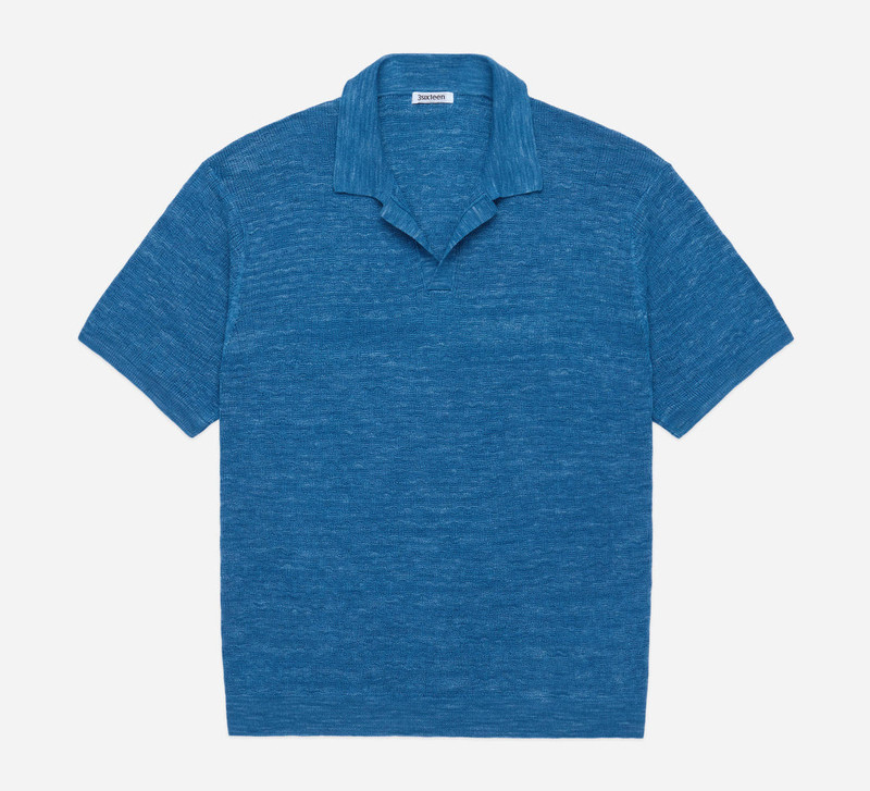 Knit Polo - Vintage Blue Boxweave - 1