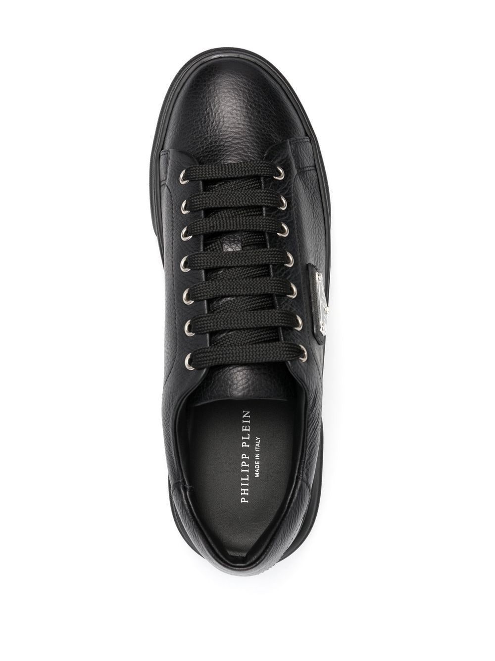 logo-plaque lace-up sneakers - 4