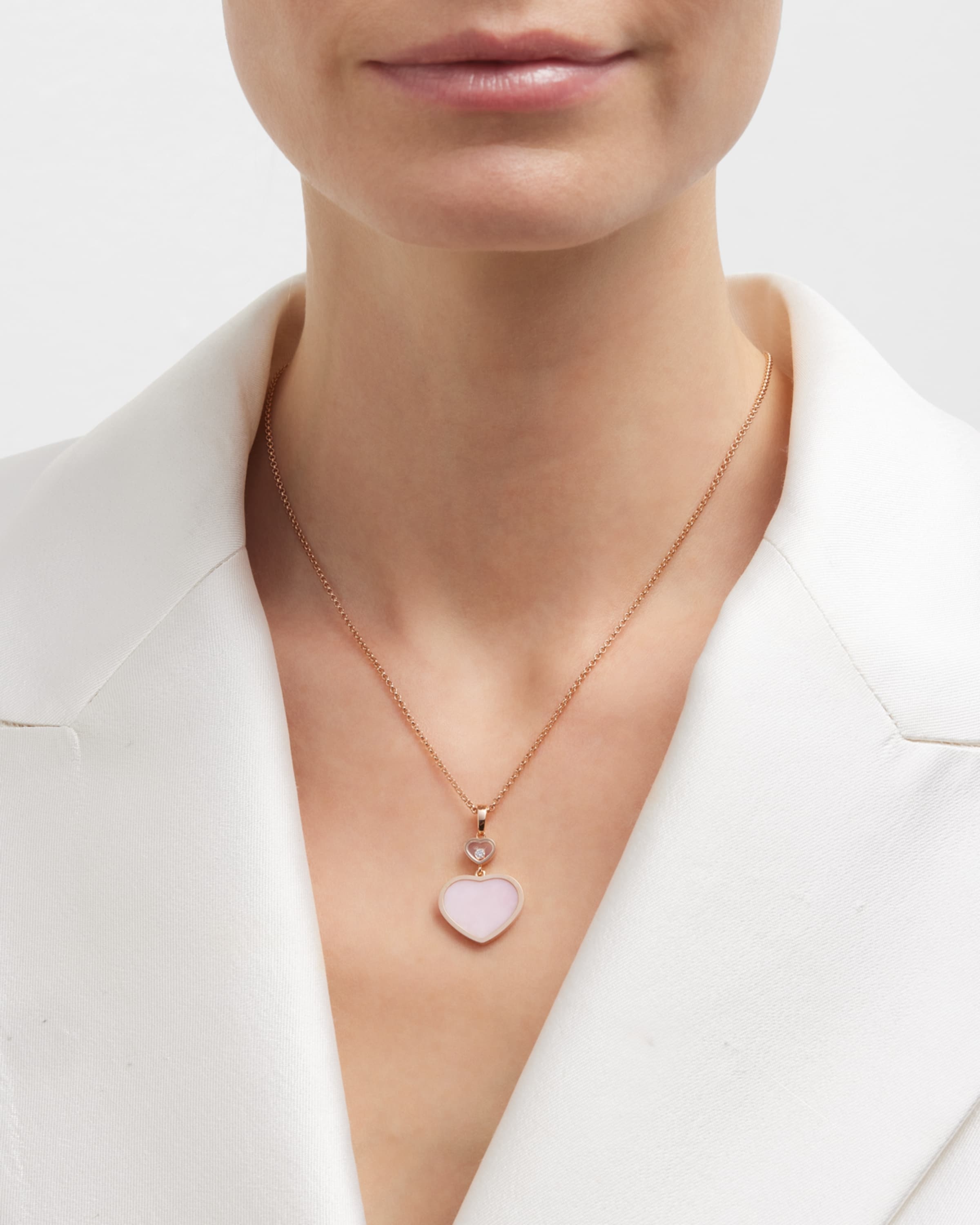 Happy Hearts 18K Rose Gold Pink Opal & Diamond Pendant Necklace - 2