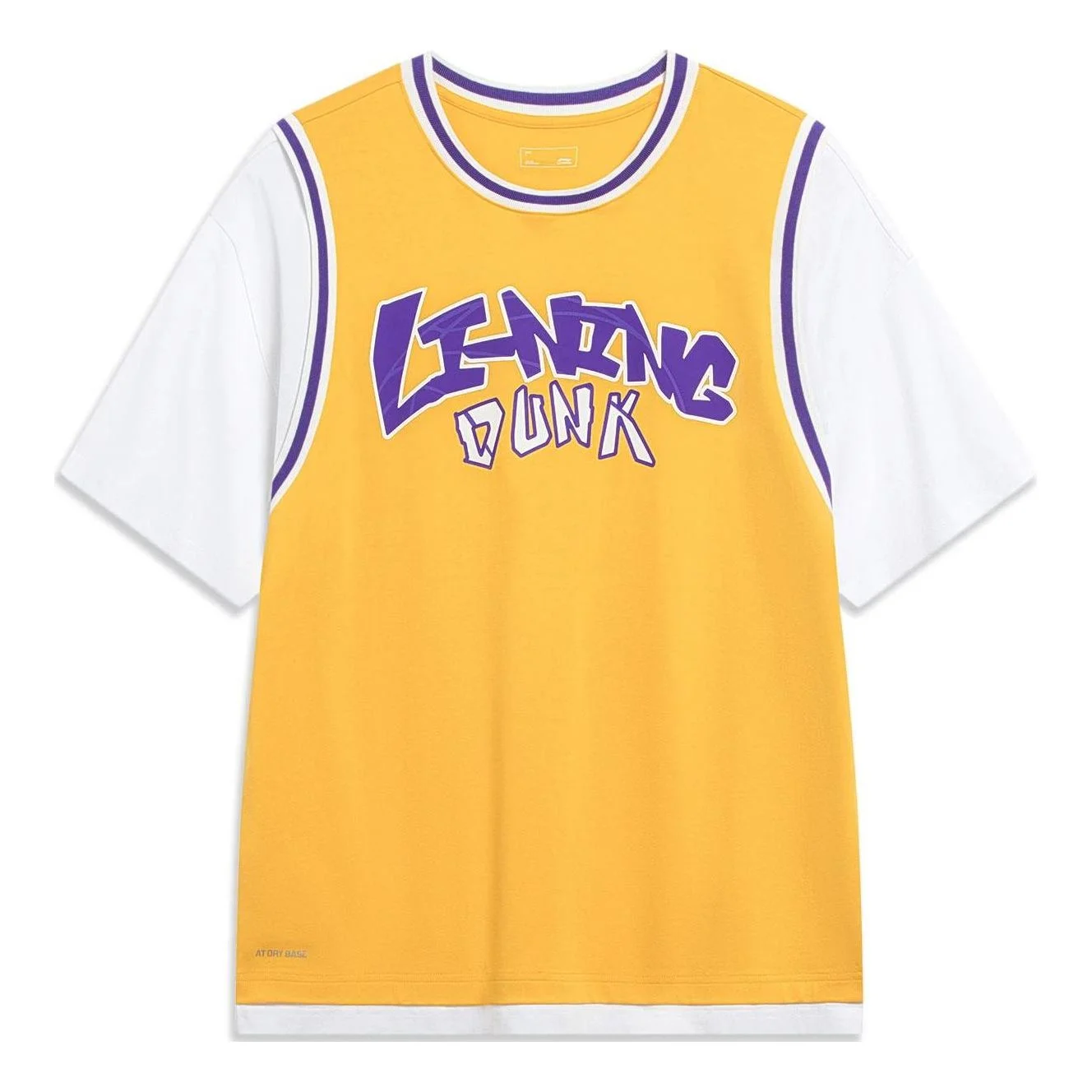 Li-Ning Hoops Graphic Faux Two Piece T-shirt 'Yellow Purple' AHST573-4 - 1
