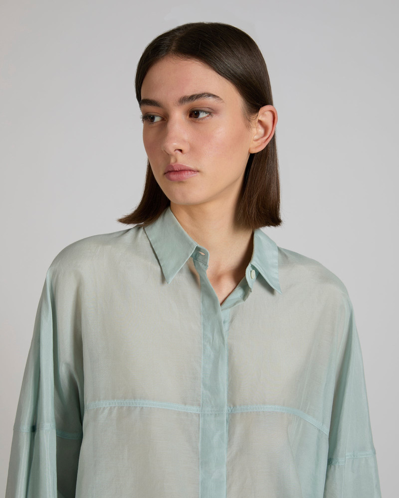 Wide fit shirt in silk and cotton muslin 4