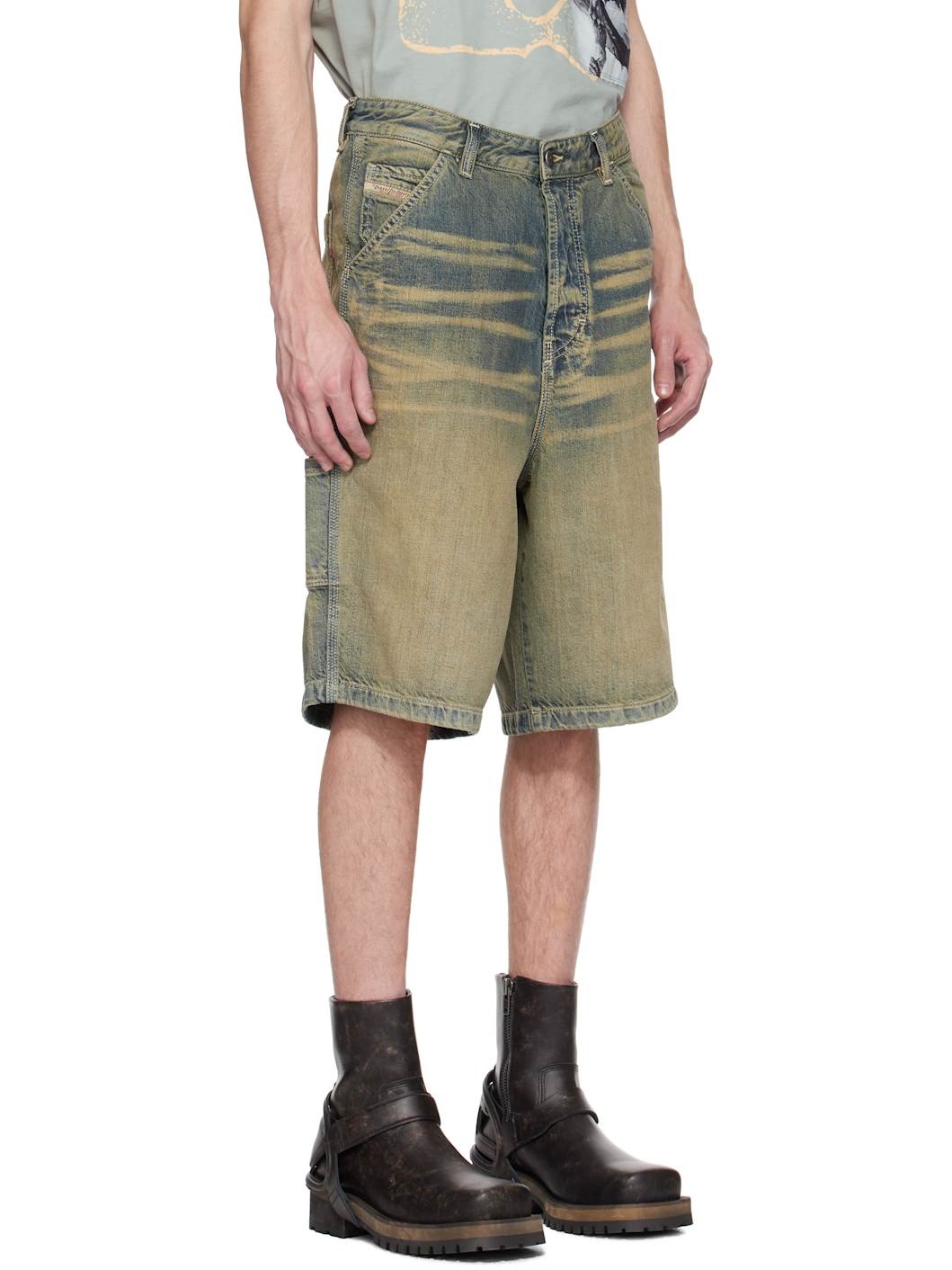 Beige & Blue D-Livery-Short Denim Shorts - 2