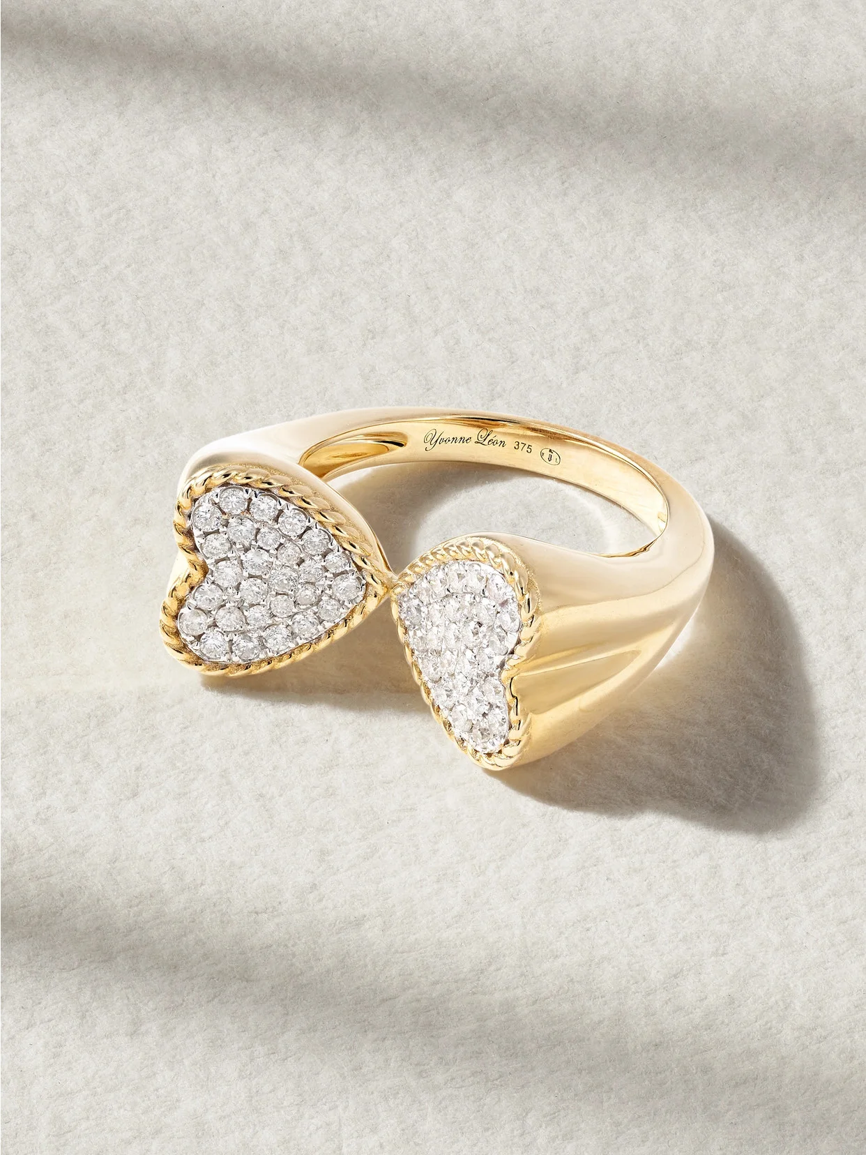 Double Coeur 9-karat Gold Diamond Ring - 1