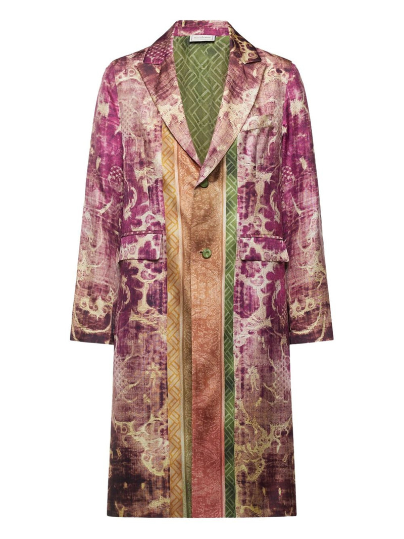 damask-print panelled coat 1