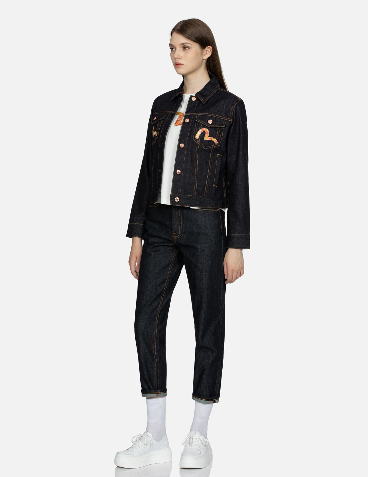 BROCADE SEAGULL AND DAICOCK  APPLIQUÉ REGULAR FIT DENIM JACKET - 4