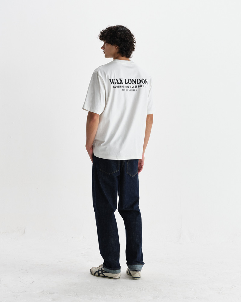 Wax London Milton - Off White Stacked Text Graphic Organic Cotton T-Shirt outlook