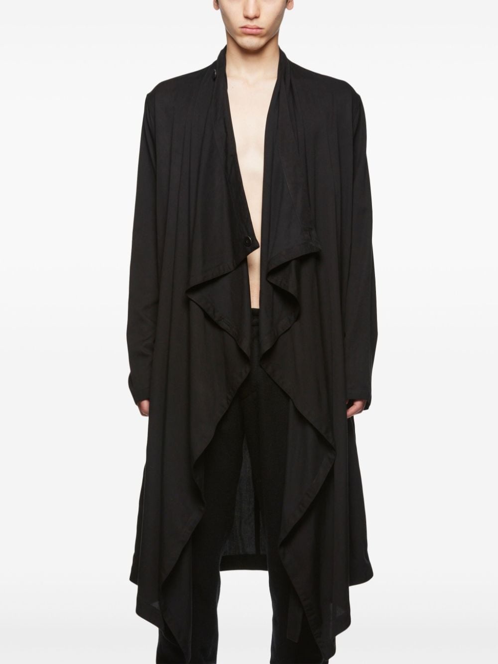 wrap-neck long shirt - 6