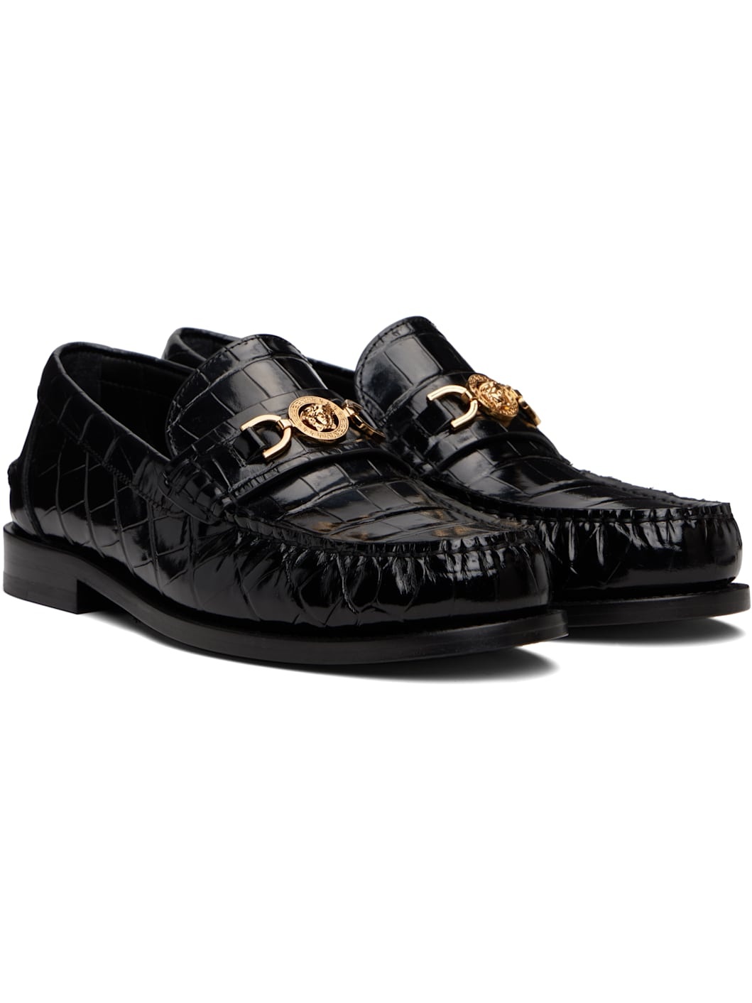 Black Croc-Effect Medusa '95 Loafers - 4