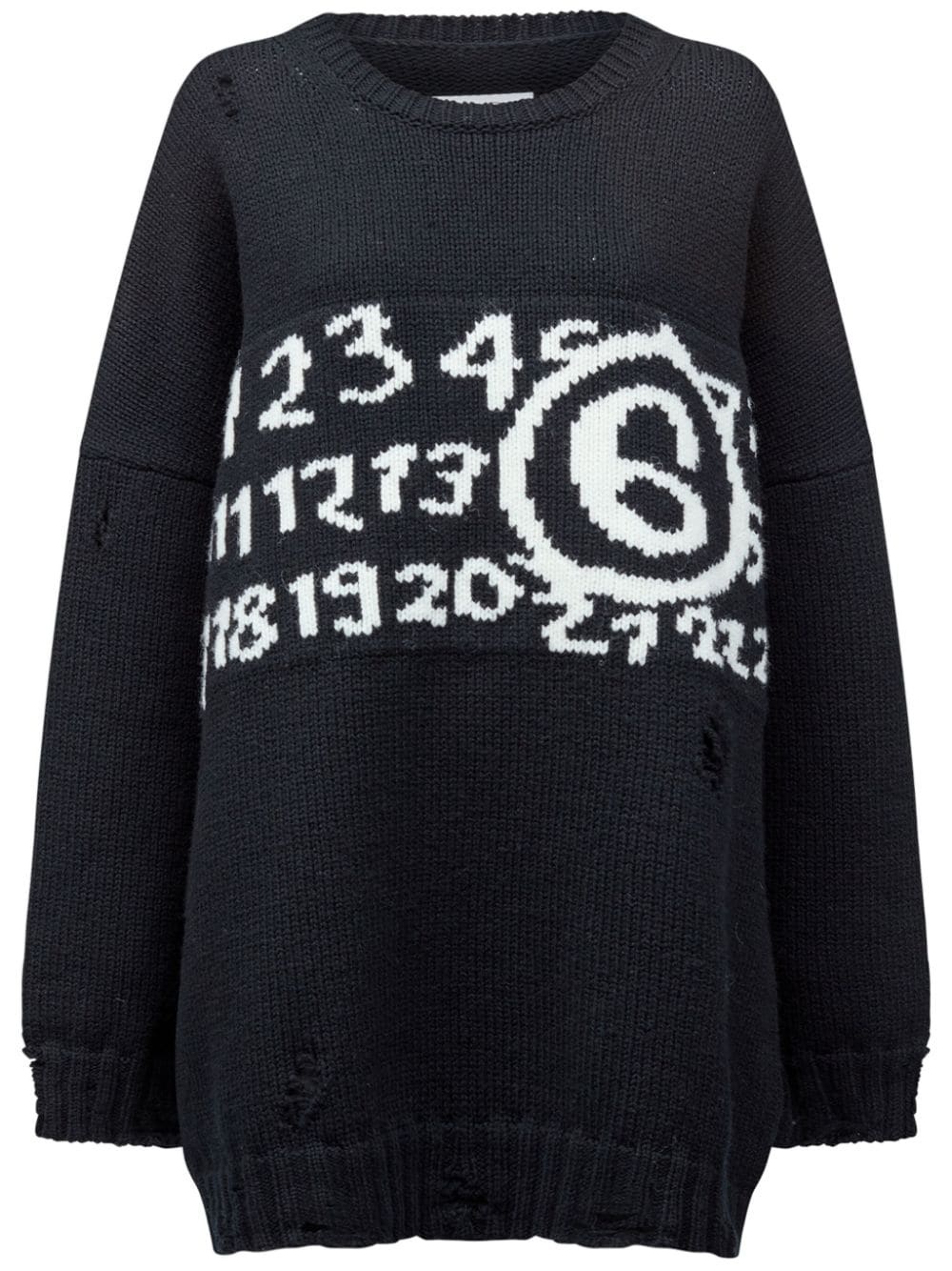 Numbers-motif drop-shoulder jumper - 1