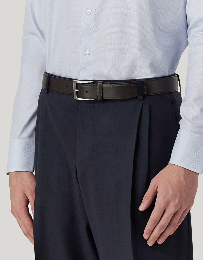 Canali DARK BROWN CALFSKIN LEATHER BELT outlook