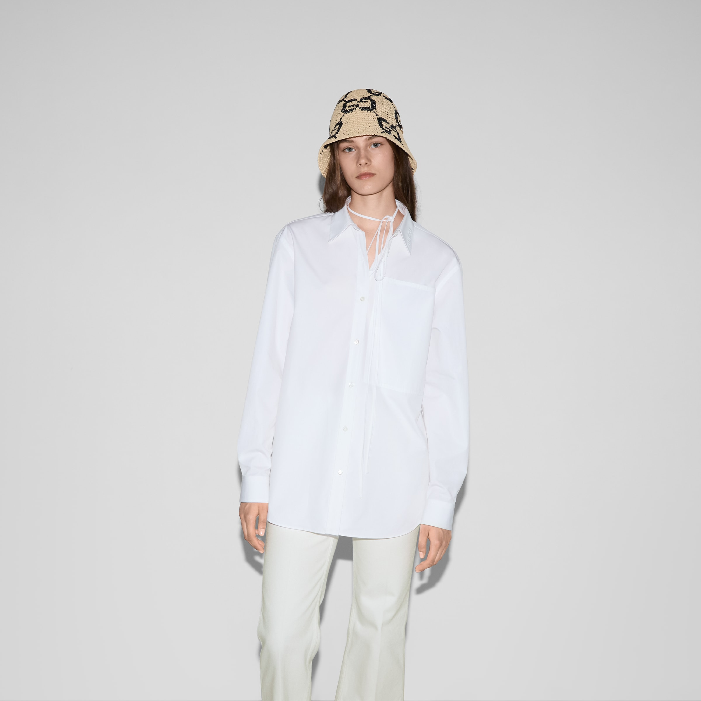 Embossed cotton poplin shirt - 3