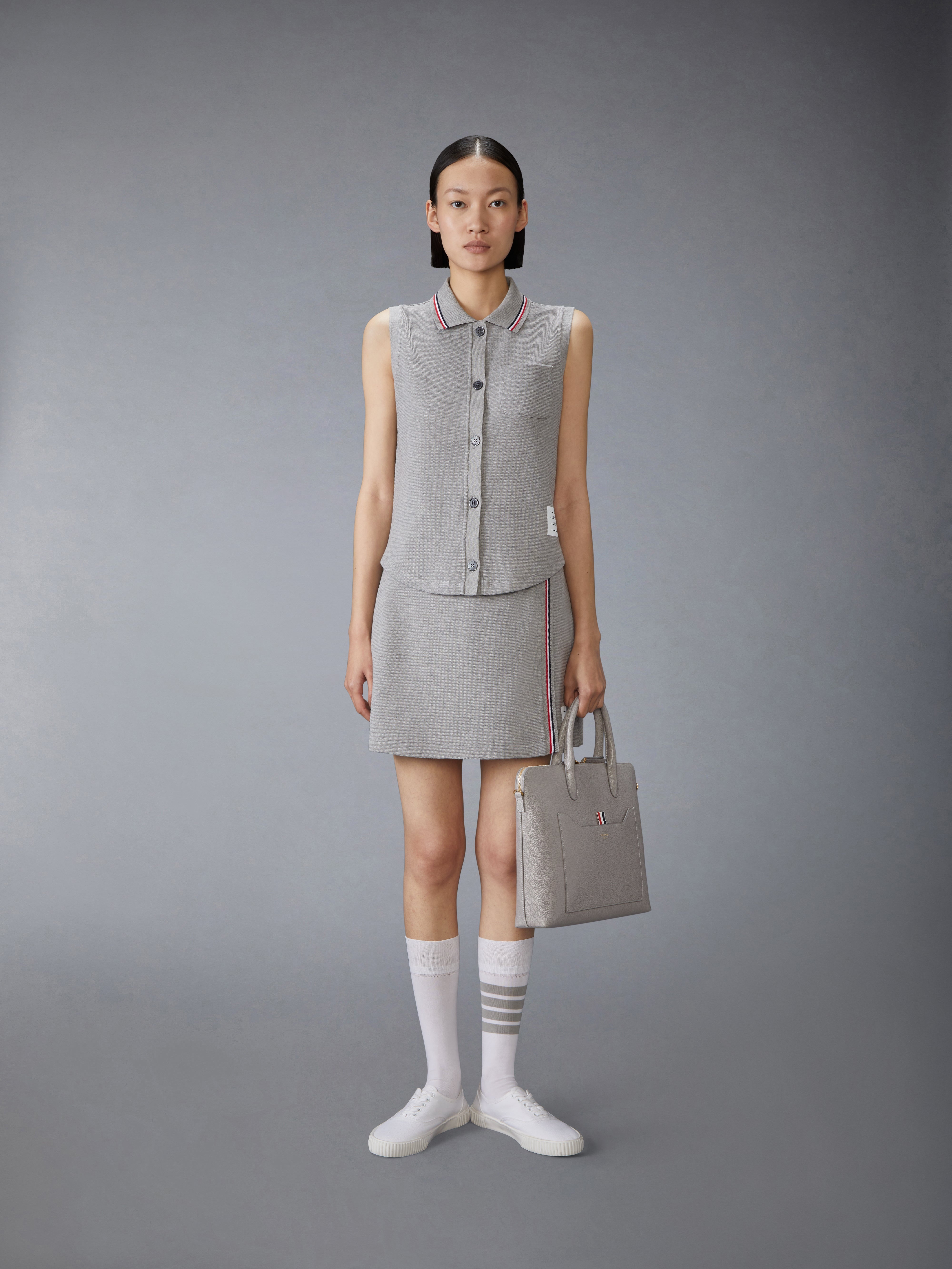 COTTON WAFFLE SLEEVELESS BUTTON SHIRT - 4