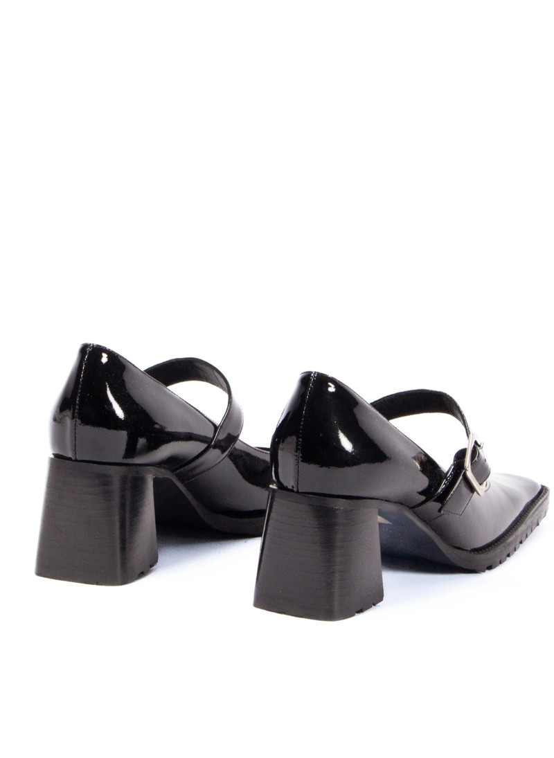 Mary Jane Block Heel Patent Black 3