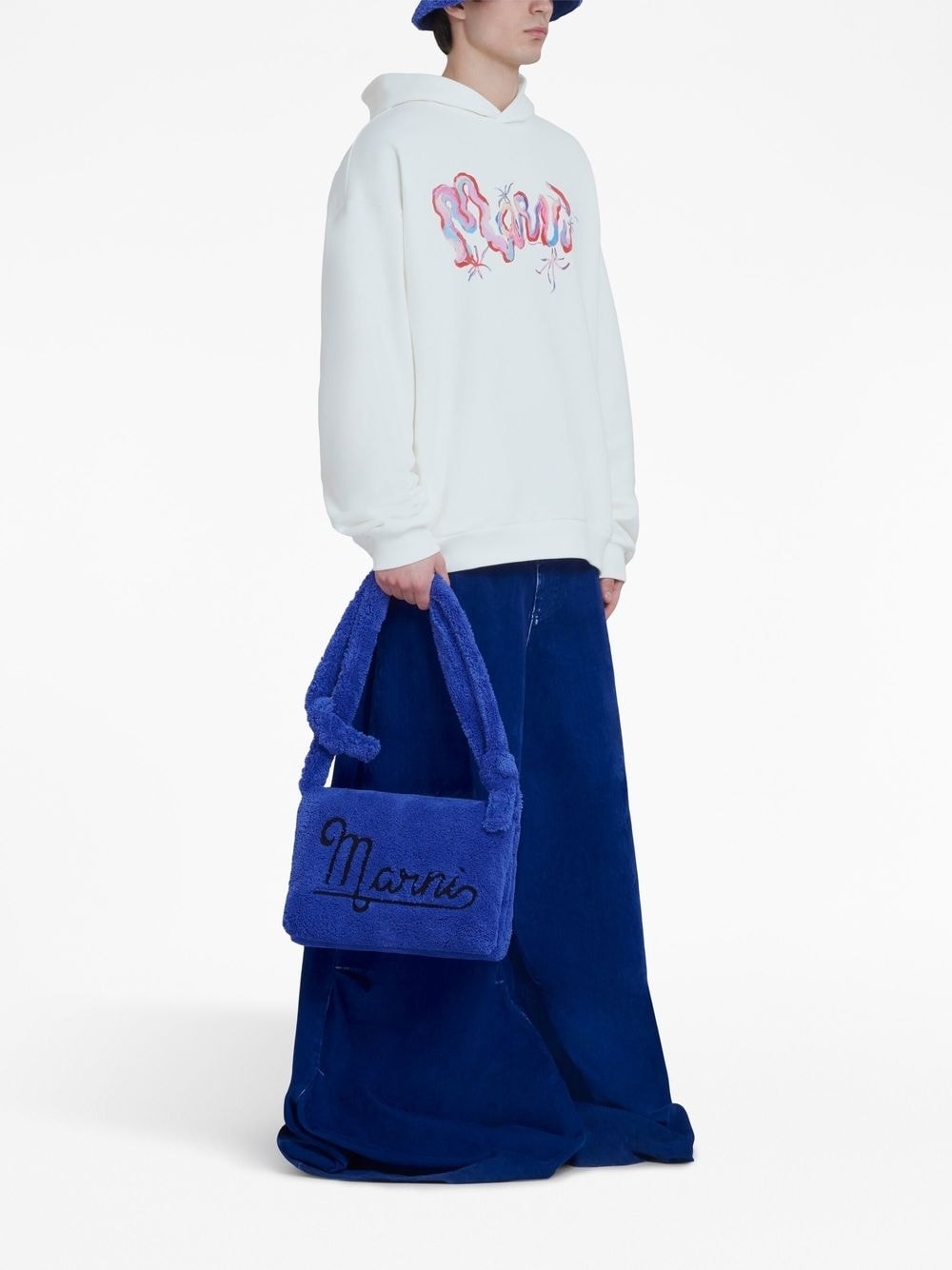 painterly logo-print cotton hoodie - 2