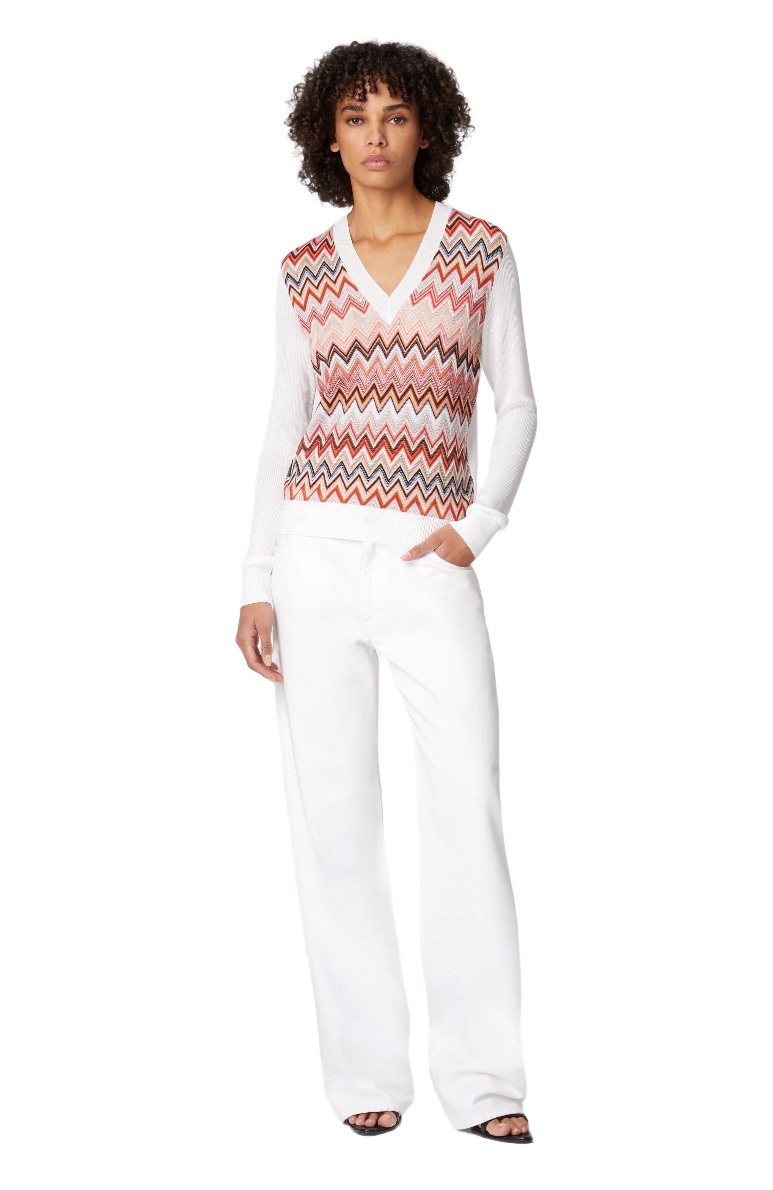 Missoni Viscose-blend Sweaters With Chevron Insert And V-neck in Multicoloured at Nordstrom - 5