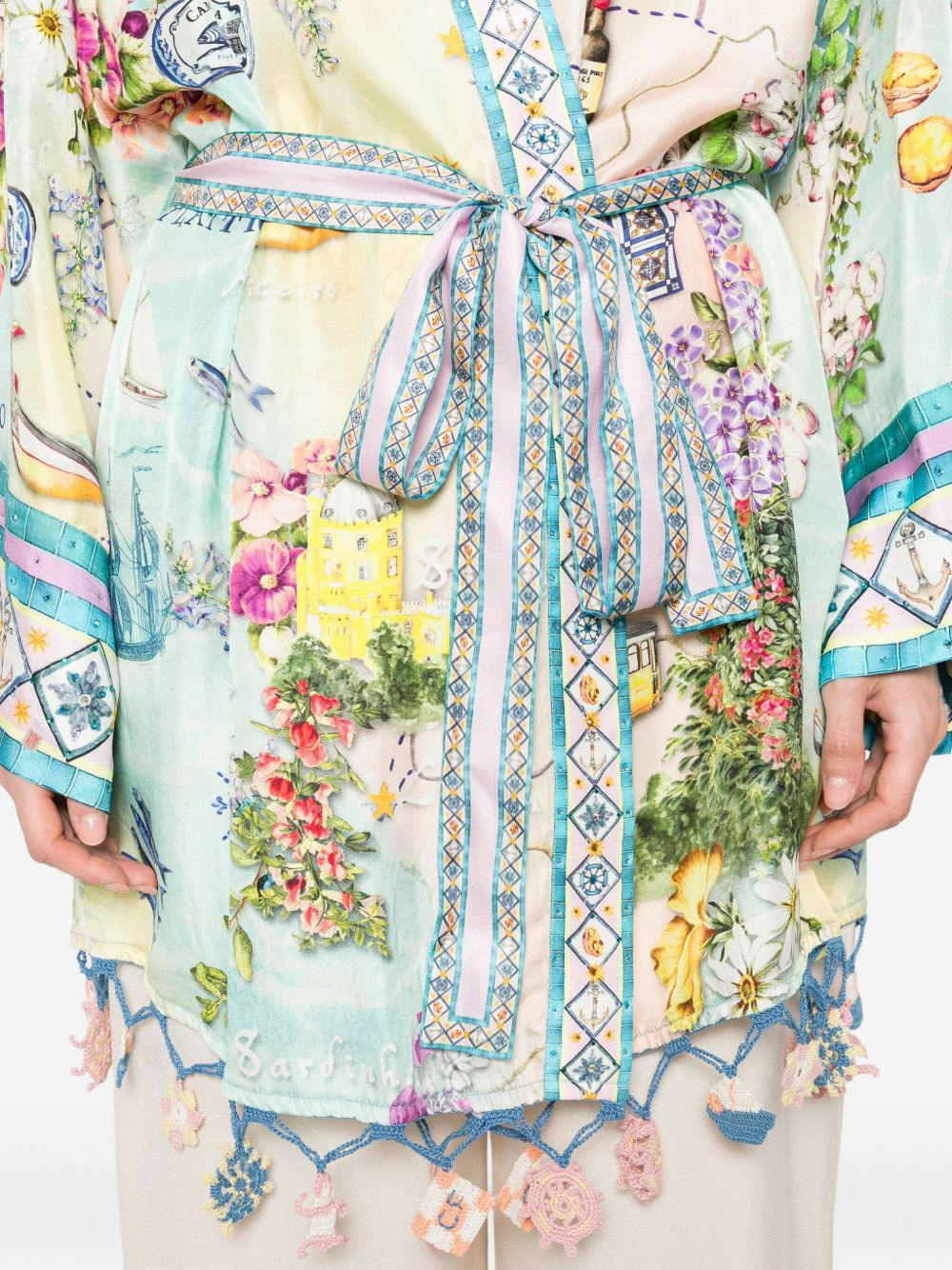 floral-print wrap cape - 5
