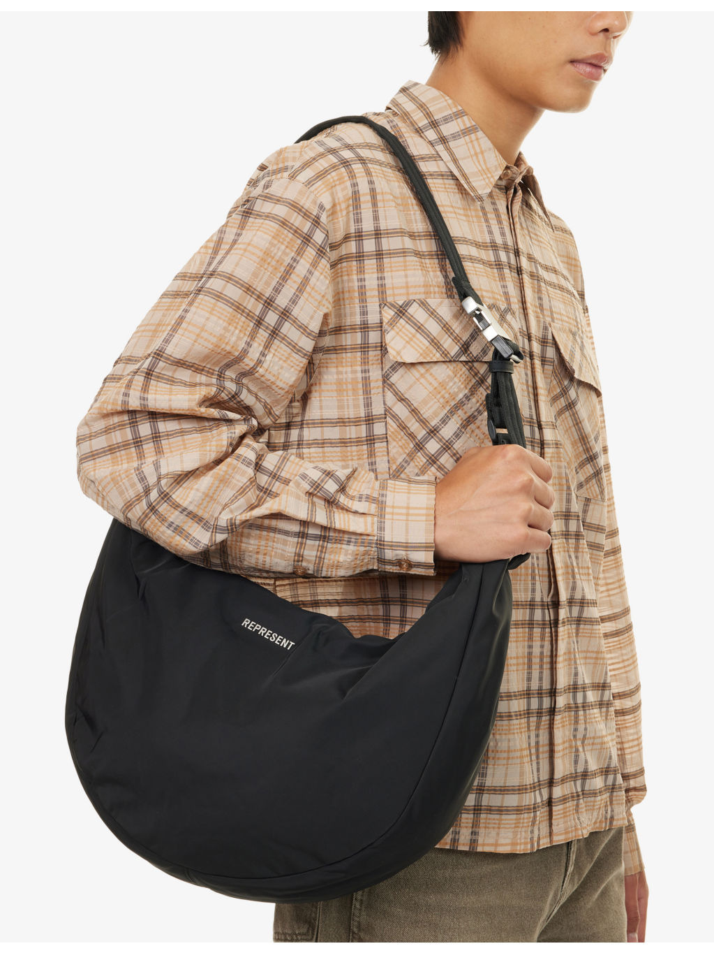 Script-Hardware Padded Nylon Sling Bag - 2
