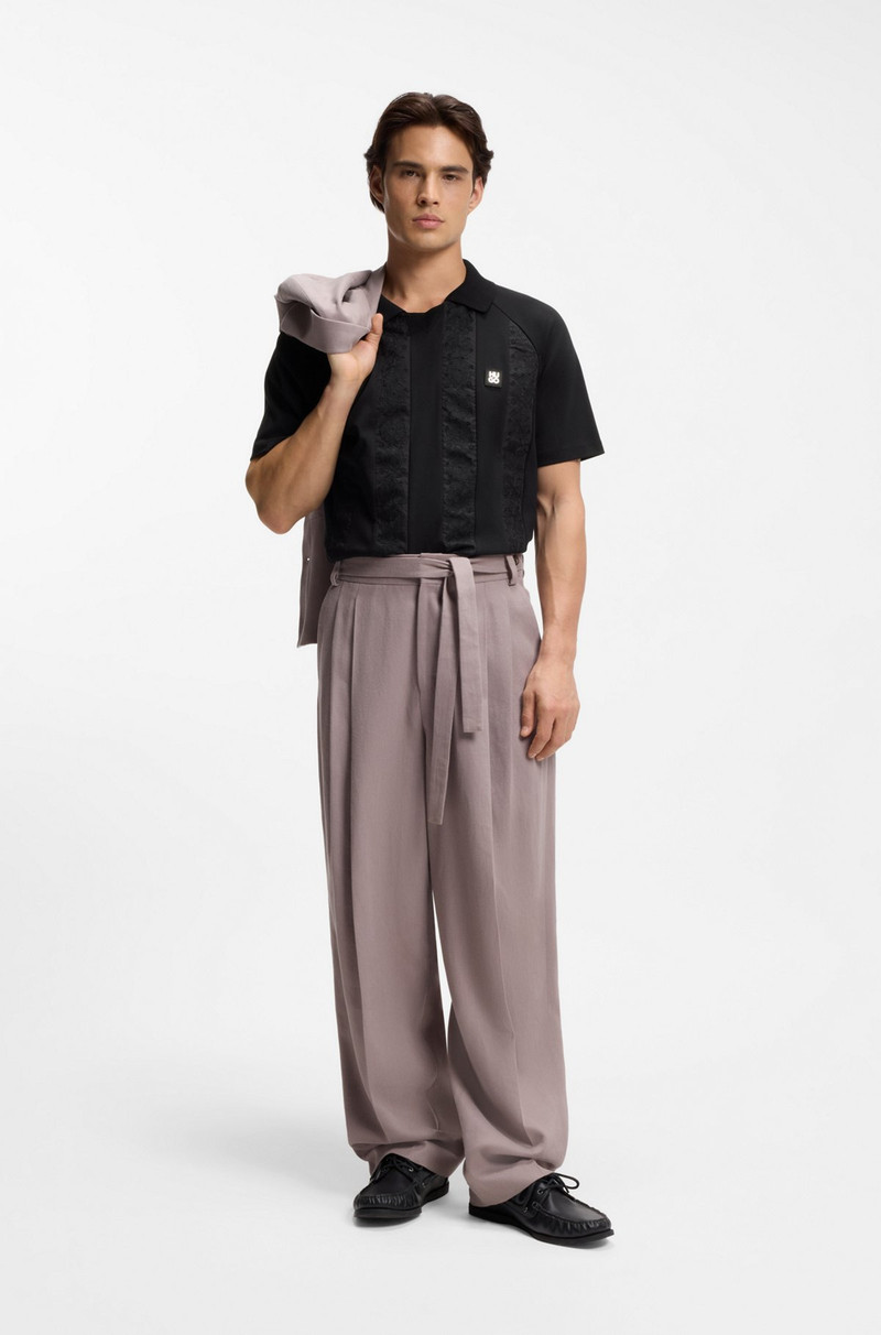 HUGO JOHNNY-COLLAR POLO SHIRT WITH BRODERIE STRIPES outlook