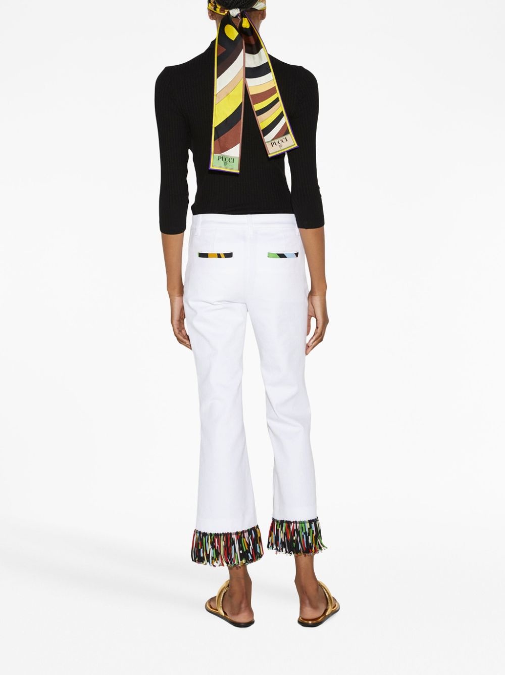fringe-detailing cropped trousers - 4