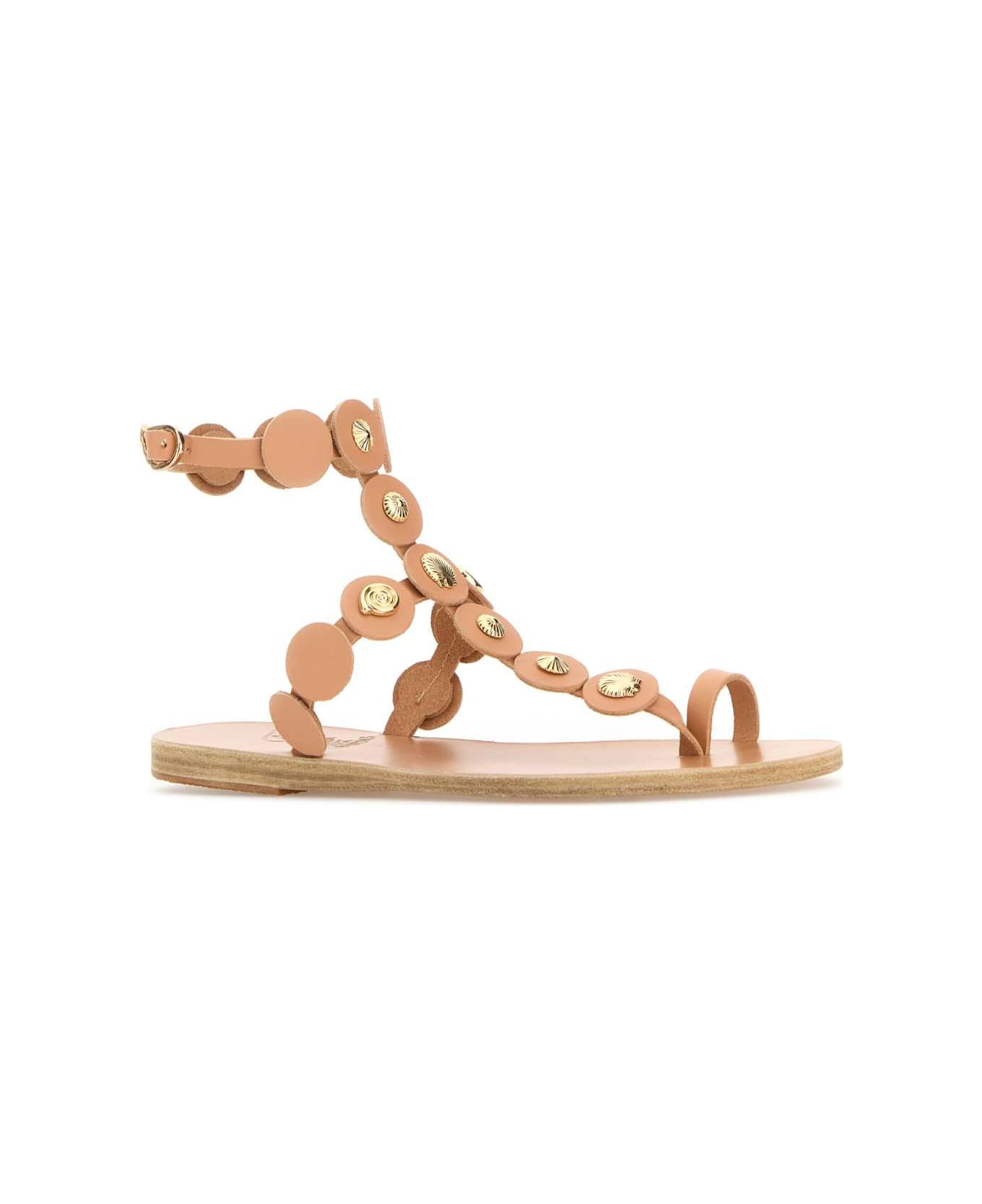 Peach Leather Thong Sandals - 2
